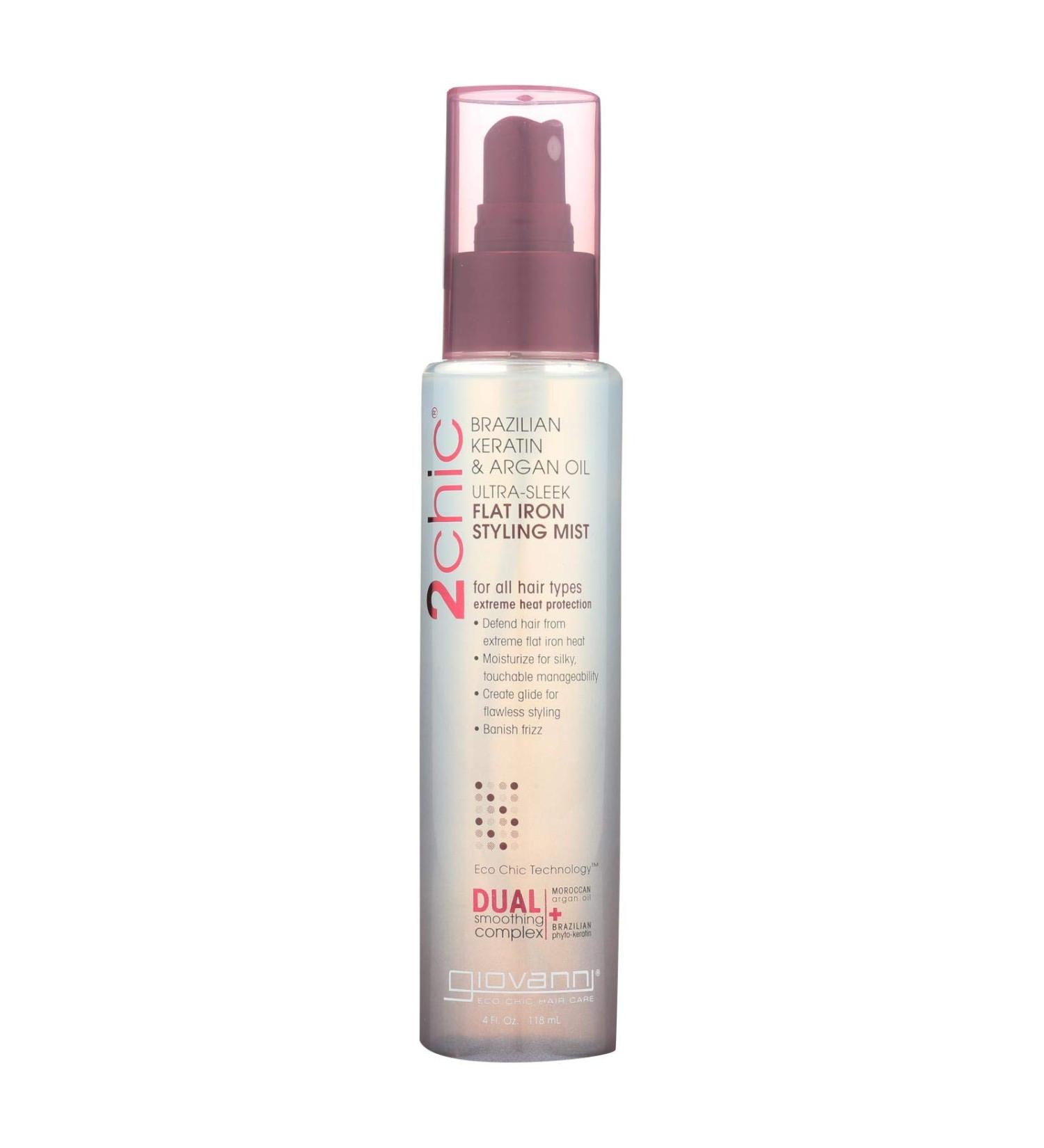 Giovanni 2chic Flat Iron Styling Mist Brazilian Keratin & Argan Oil 4 fl oz (118 ml)
