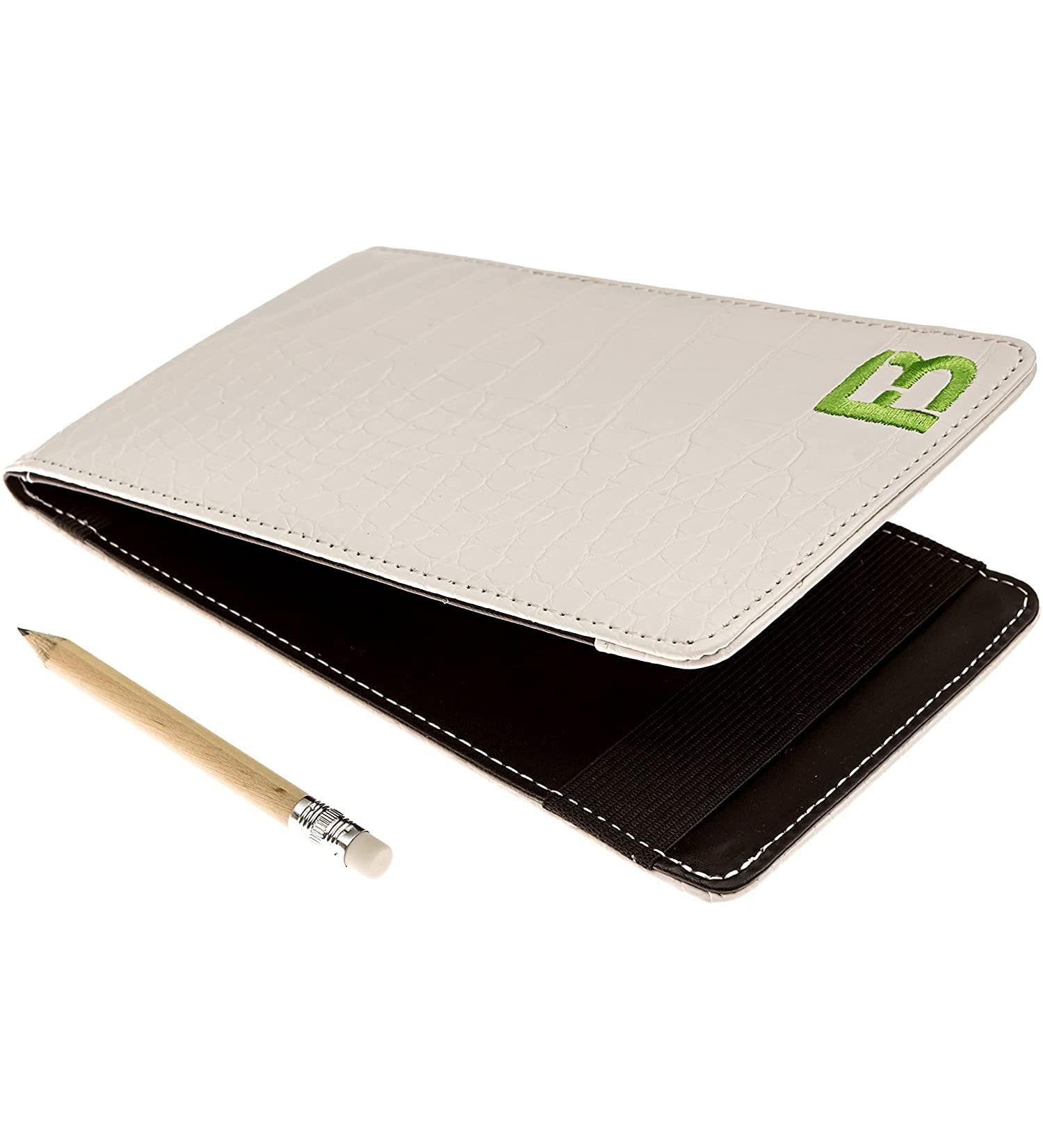 FB FUZZYBUNKERS Quality Leather Golf Scorecard Holder - Yardage Book Cover with Free Pencil and Stat Tracker Sheet - Golf Scorecard Book and Yardage Book in White - Buy Online on GoSupps.com