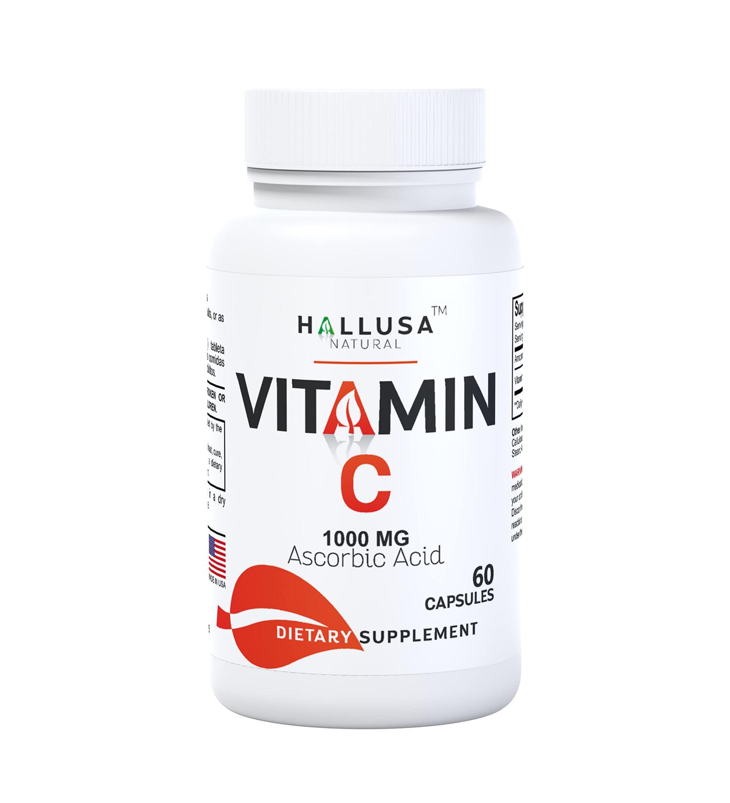 Hallusa Natural - Vitamin C Antioxidant and Immune Support - 60 Capsules 60 Day Supply