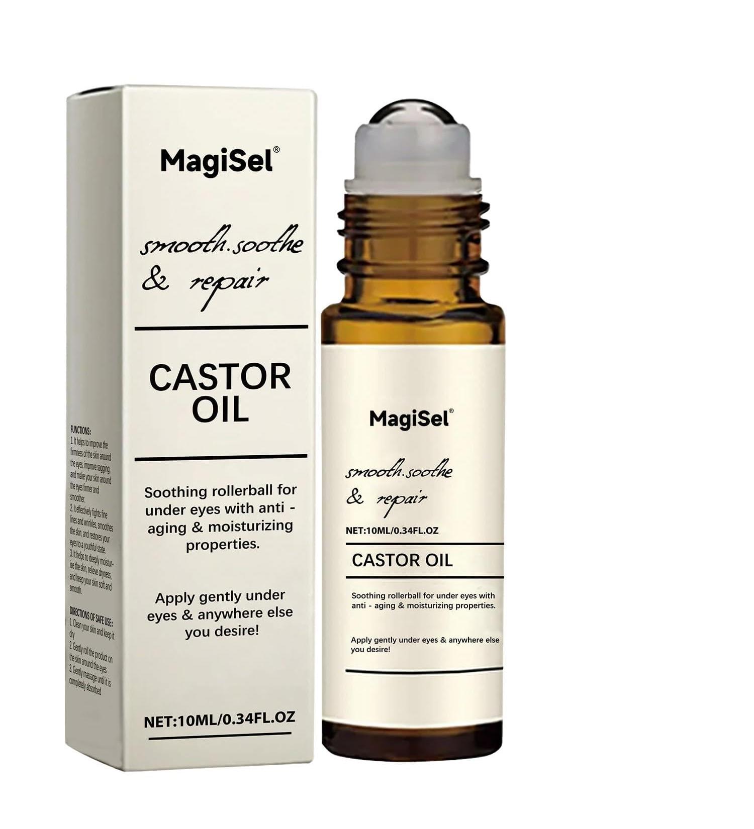  MagiSel Eye serum eye roller castor oil eye cream for dark circles and puffiness eye care anti-aging castor oil serum with 360 massage ball reduces - Buy Online on GoSupps.com