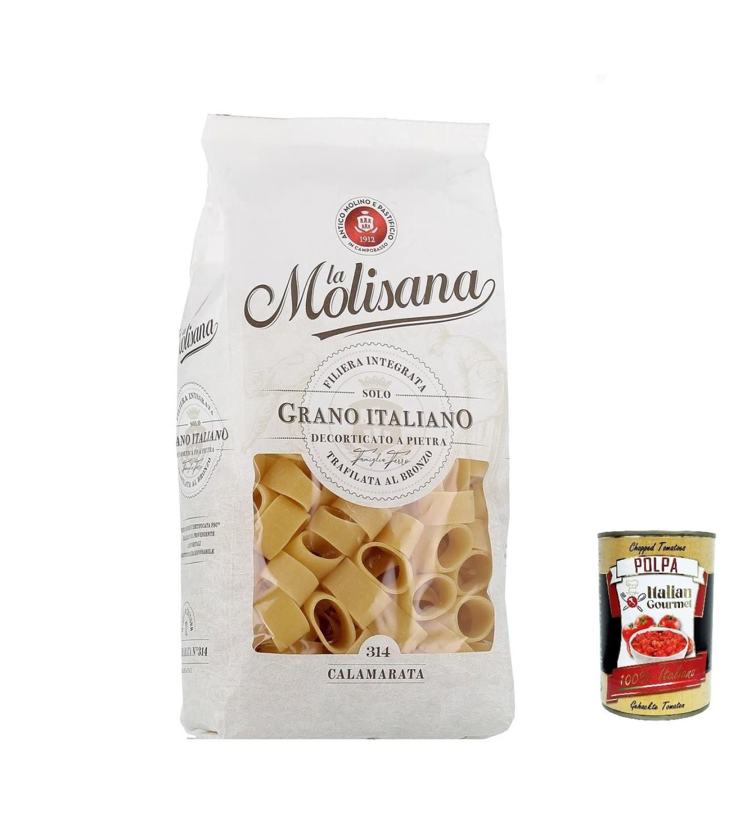 Italian Gourmet E.R. La Molisana Calaramata N. 314 Pasta Lenta Lavorazione Durum Wheat Semolina Pasta 500 g Bronze + Pulpa Italian Gourmet 400 g Pack of 6 - Buy Online on GoSupps.com