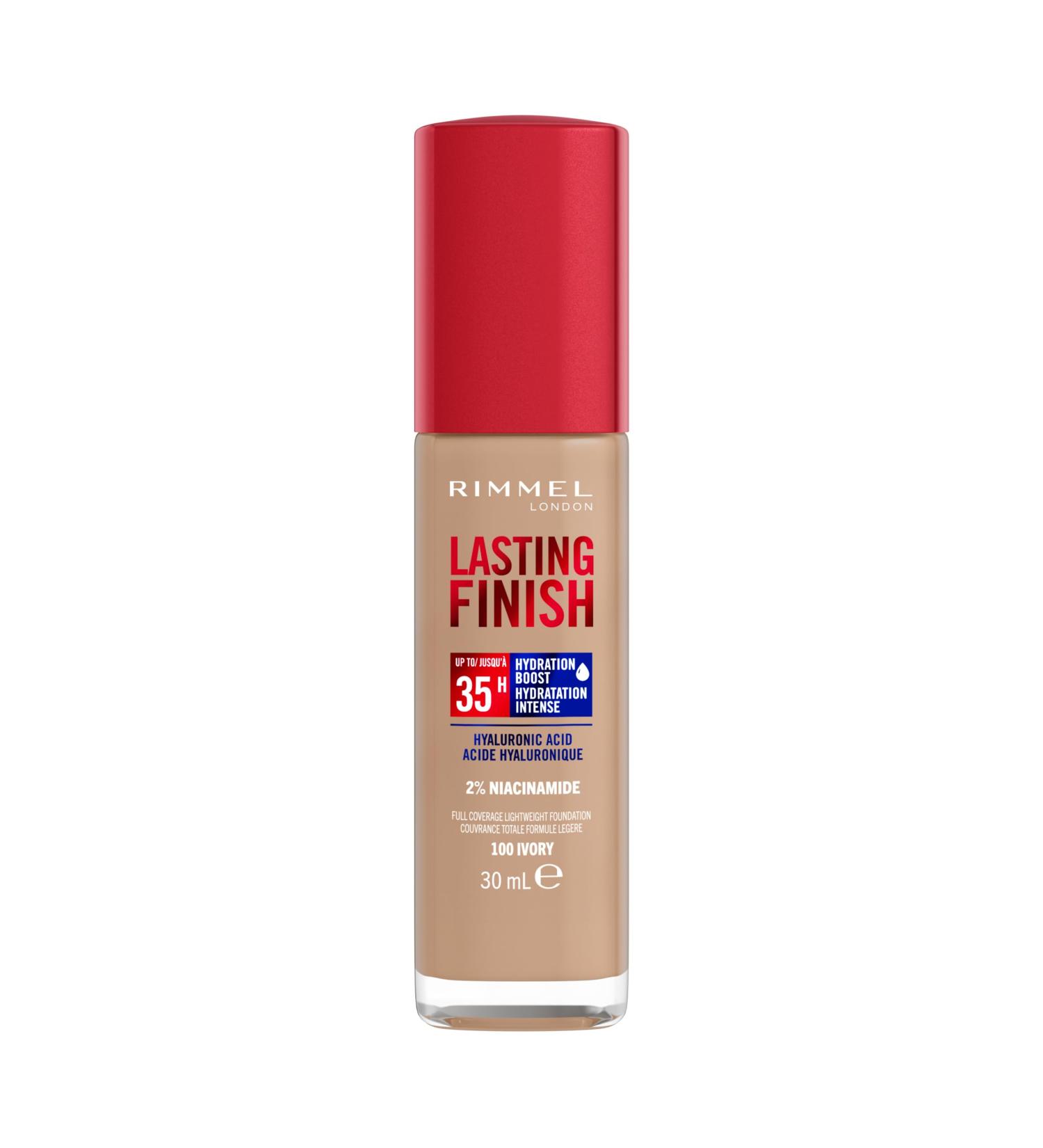 Rimmel London - Lasting Finish 35 Hour Foundation Long-Wearing Hydrating Vegan Formula Full-Coverage - Ivory 30 ml (Pack of 1) Ivory - 100 - Buy Online on GoSupps.com