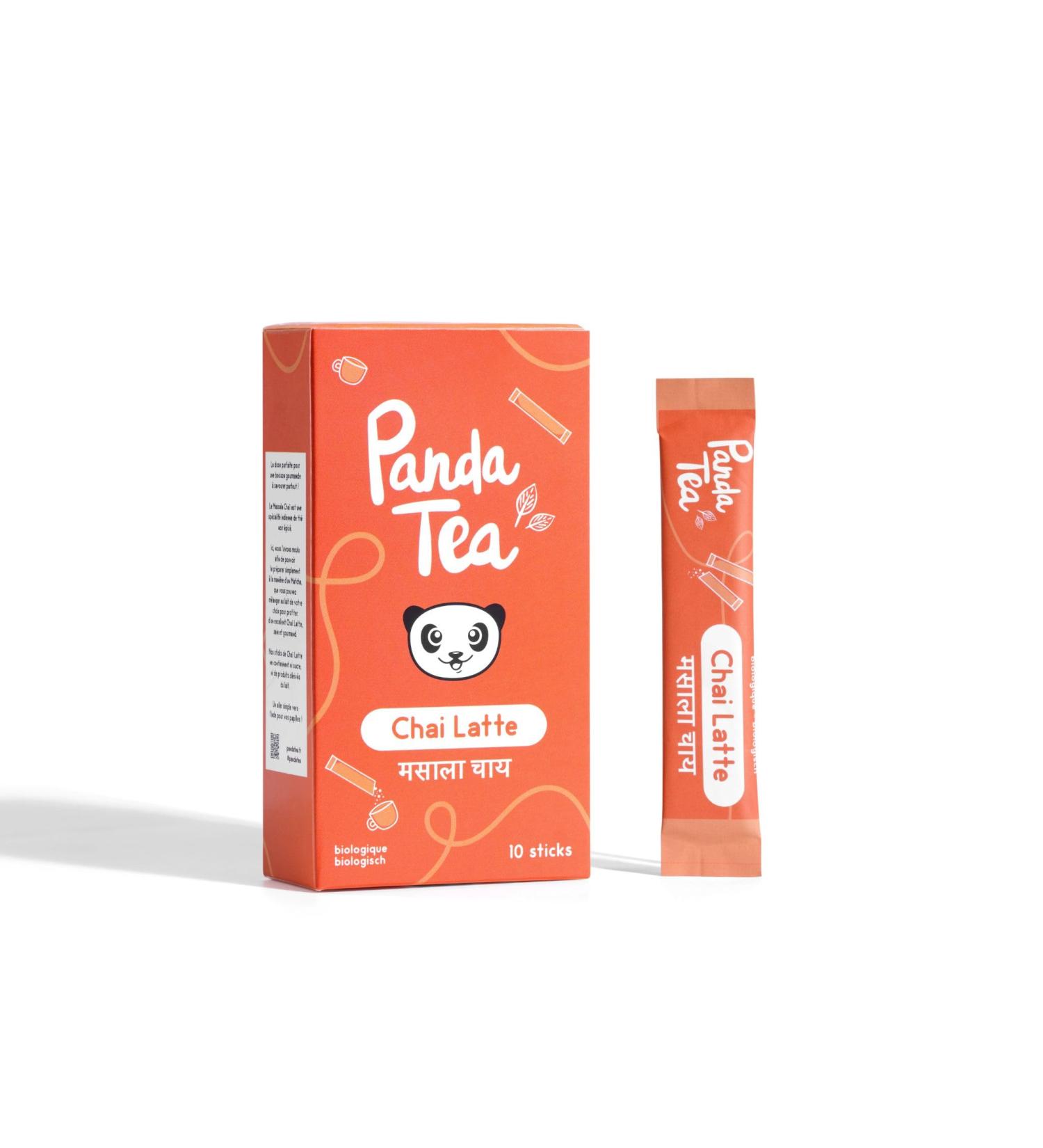 Panda tea - Chai Latte Bio en Sticks Masala Chai en Poudre Sans Sucre 10 Sticks 15g - Th Noir & pices : Clou de Girofle Cardamome Cannelle Gingembre bio - Digestion & Energie - Buy Online on GoSupps.com