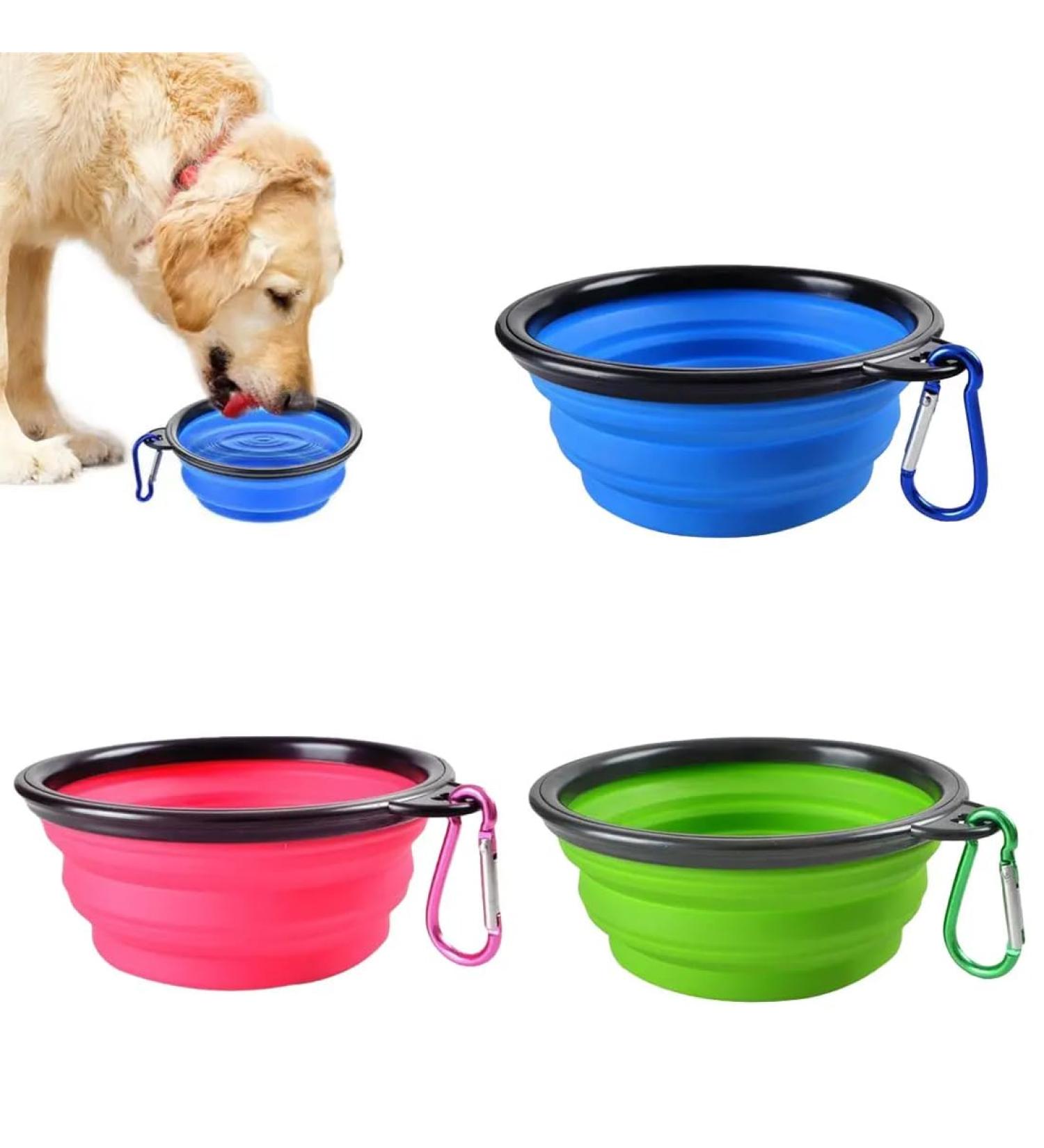 Buy KXUSW 3-Piece Portable Silicone Dog Bowl Set - Foldable with Hook for Travel Hiking & Camping - Ideal for Dogs & Cats - Buy Online on GoSupps.com