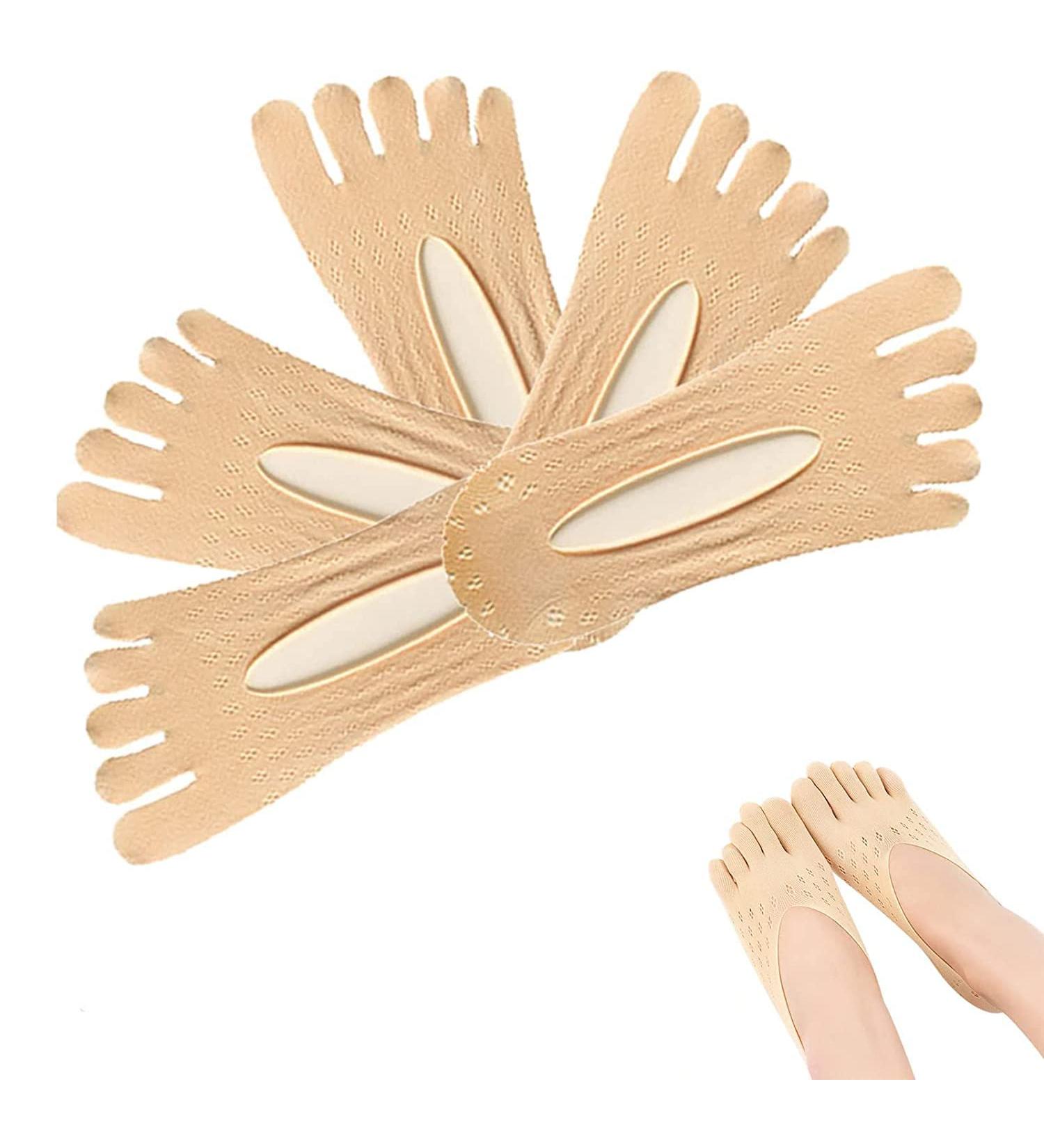 UDERUI 5 Pairs Orthopedic Toe Compression Socks for Bunion Relief | Men & Women | Anti-Bunion Health Sock | Low Cut Five Toe Socks - Beige, One Size - Buy Online on GoSupps.com