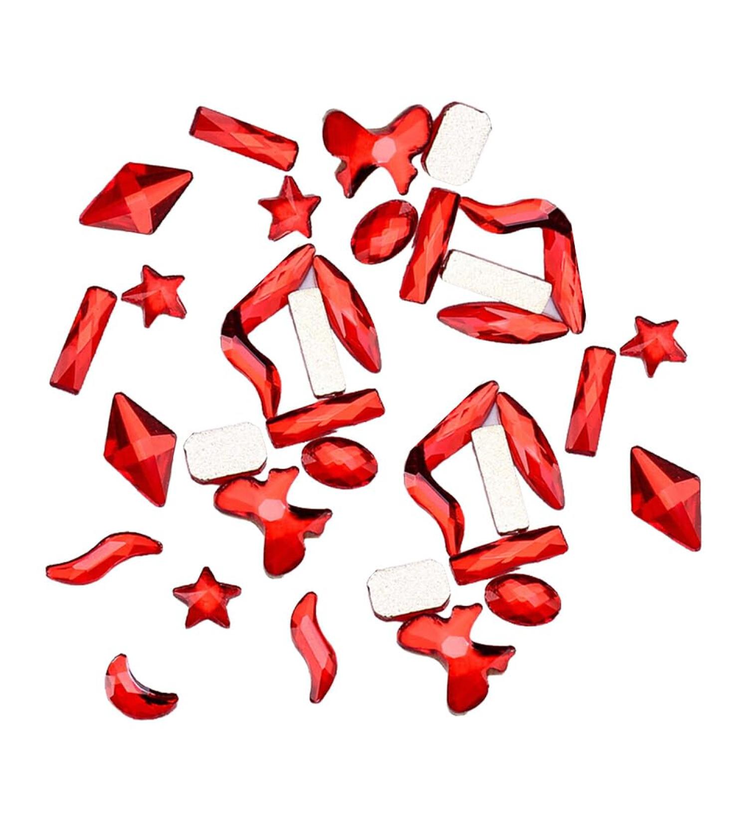 dijiusidy 50 Pieces Glass Crystal Set Eye-catching Personalized Nail Art Rhinestones DIY Handcraft Manicure Accessories for Card Making Bright Red - Buy Online on GoSupps.com