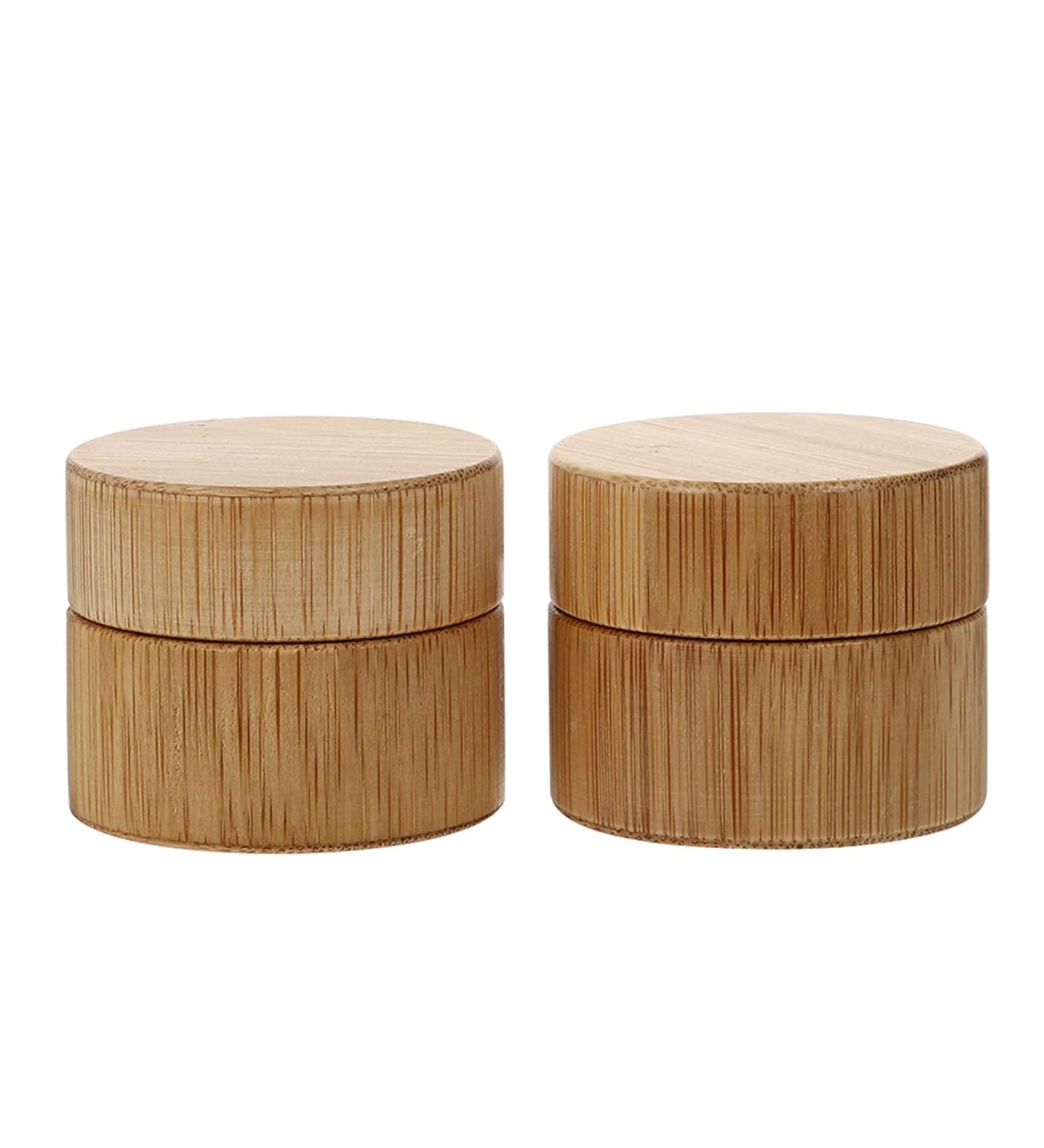 Exceart CREMEDOSE Wood Refillable Cosmetic Jar - 15g Lip Balm & Nail Art Container - 2 Pieces - Light Yellow - Buy Online on GoSupps.com
