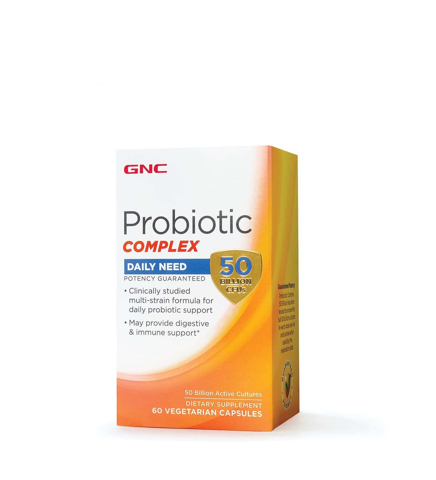 GNC Probiotic Complex Daily Need Supplement Provides Digestive and Immune Support 50 Billion CFUs 60 Vegetarian Capsules 60 Servings