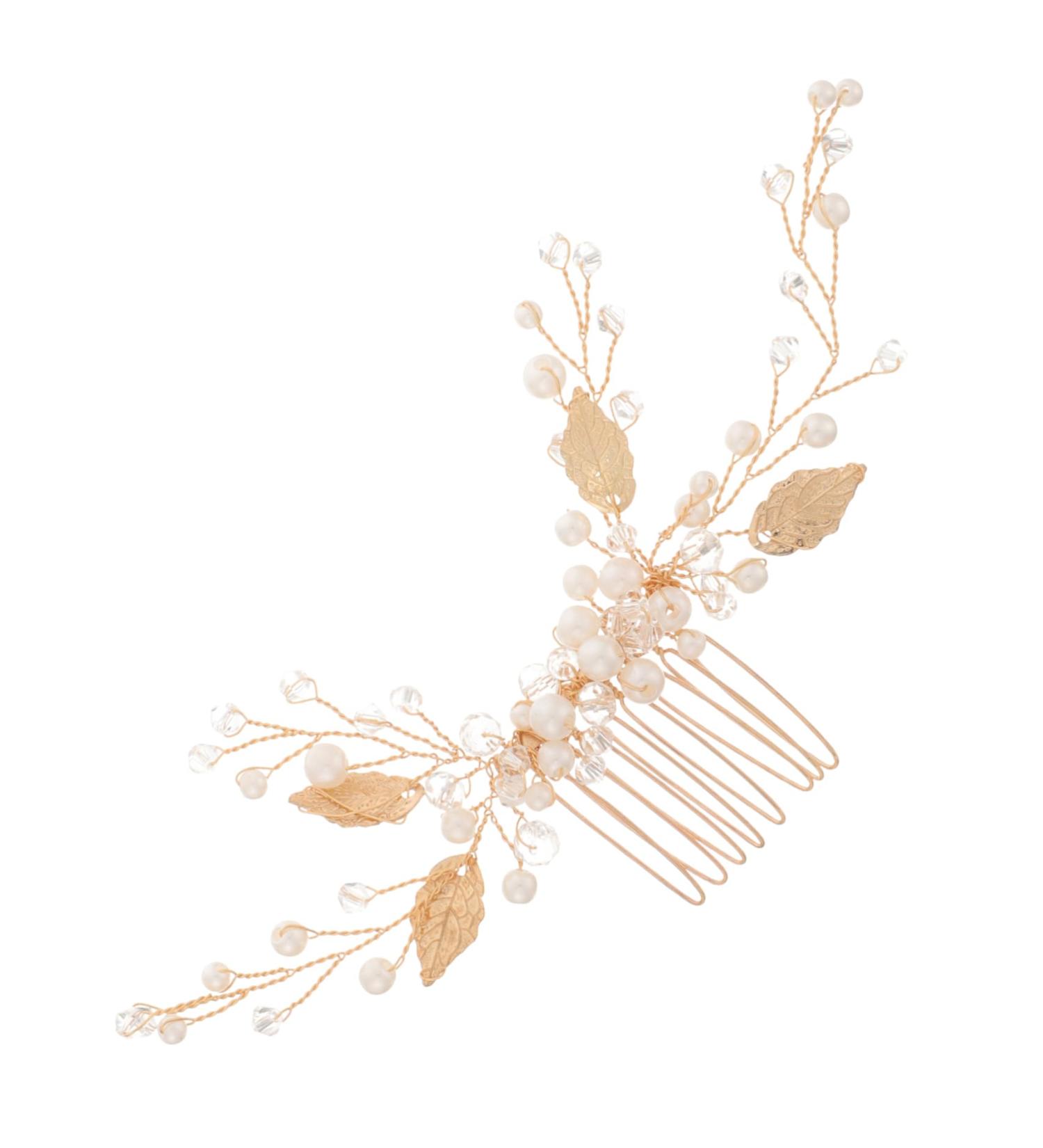 FRCOLOR Miss crystal hair comb Hair piece Metal bride decorate hair romantic wedding headpiece ornament hair accessories alloy gold hair accessories leaf prom accessories grace - Buy Online on GoSupps.com