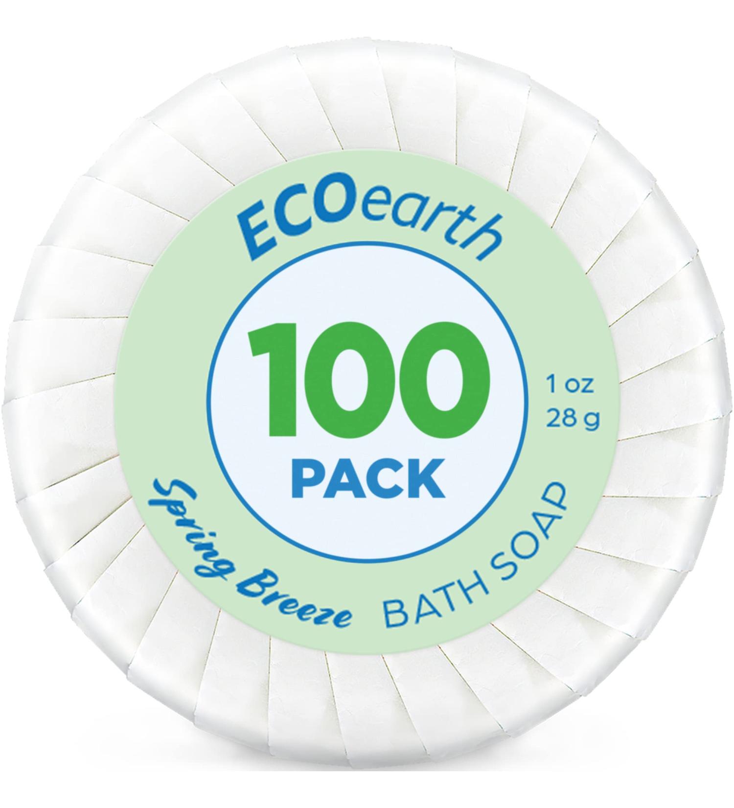 EcoEarth Hotel Soap Bars 1 oz 100 Pack - Spring Breeze Scent, Individually Wrapped - Travel Size Luxury Amenities for Airbnb, Motels - Mini Toiletries for Guest Bath - Buy Online on GoSupps.com
