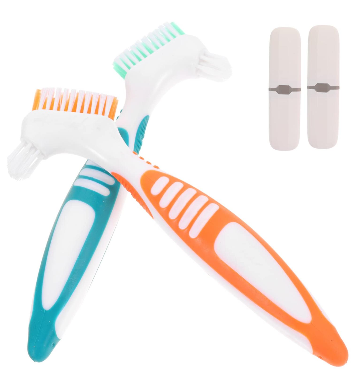 Healeved Toothbrush 2 Sets - Double-Sided Denture Brush with Carrying Case | False Teeth & Denture Cleaning Tool - Buy Online on GoSupps.com