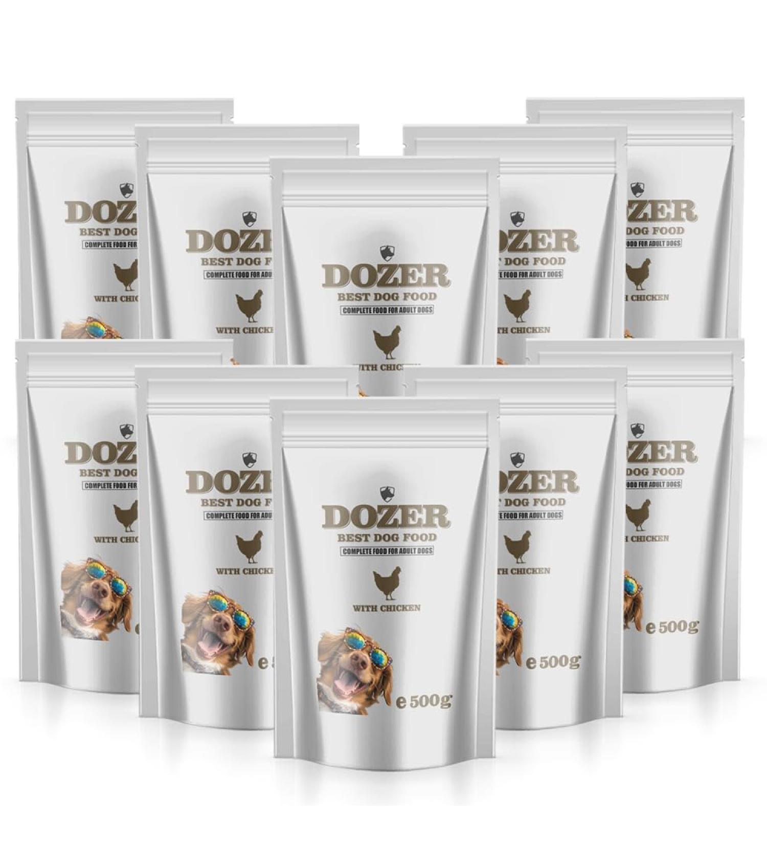 DOZER Adult Dog Food 10 x 500 g | Complete Food with Chicken | Natural and Nutritious | Premium Dog Food 10 x 500 g - Buy Online on GoSupps.com