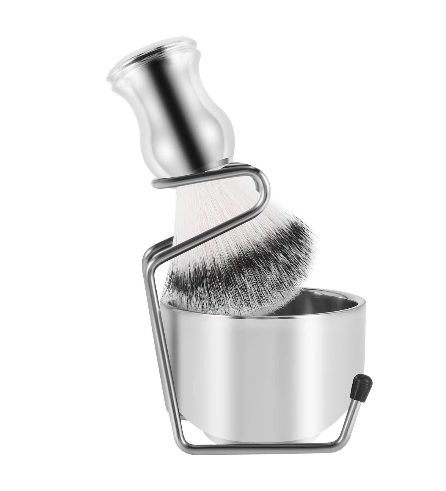 Scalewbin Premium Shaving Set: Stainless Steel Soap Dish Nylon Brush & Stand Holder - Perfect for Pure Hair Care - Buy Online on GoSupps.com