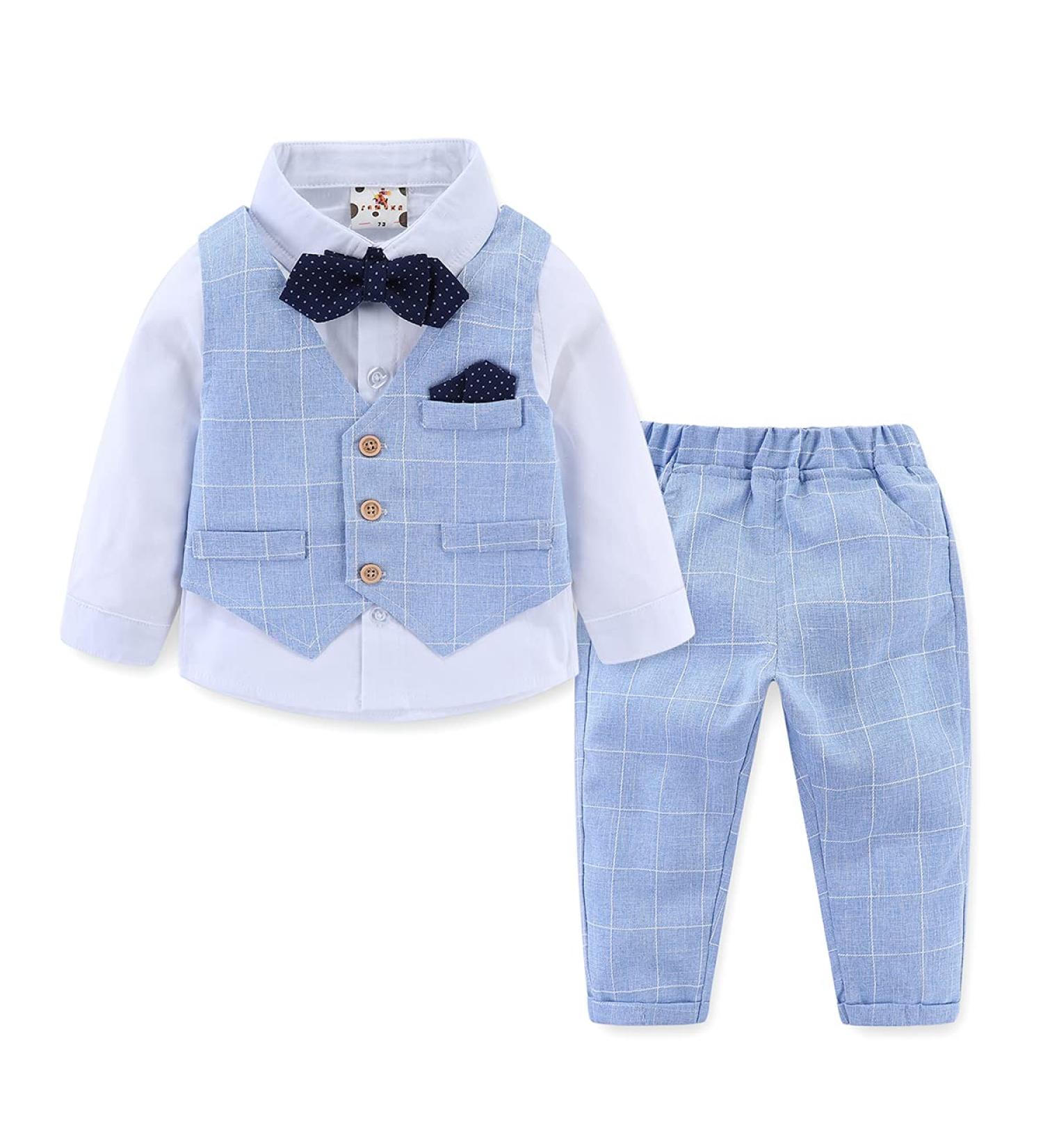 Famuka Baby Boys Gentleman Suit Tuxedo Set Blue 80 - Kids Formal Wear - Buy Online on GoSupps.com