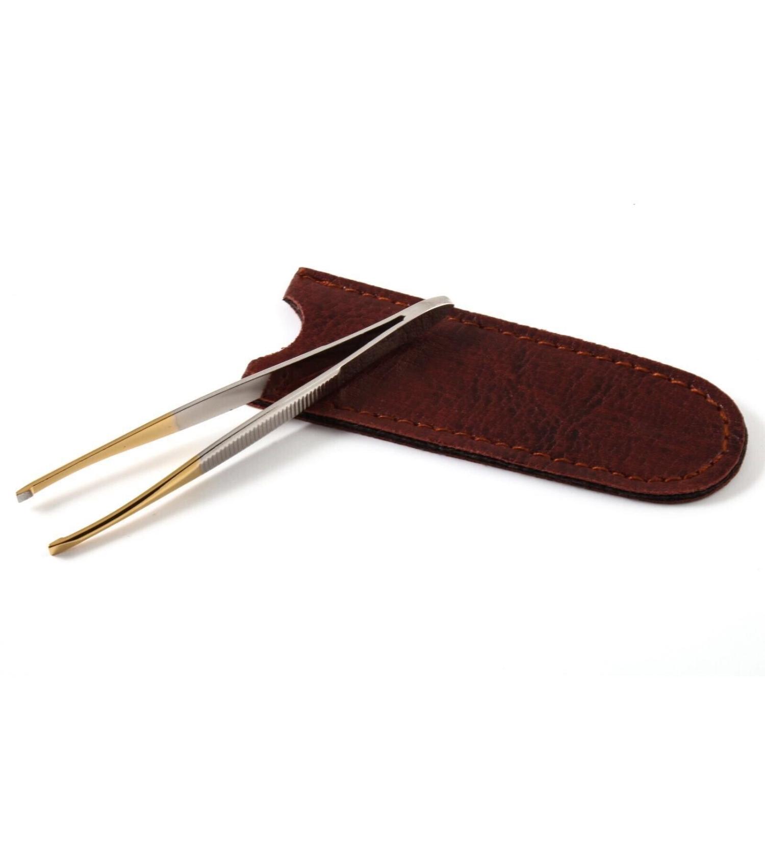 Solingen Slanted Tip Tweezers for Professional Eyebrow and Hair Removal - Stainless Steel with Chrome Plating, Leather Case Included (Made in Germany) - Buy Online on GoSupps.com