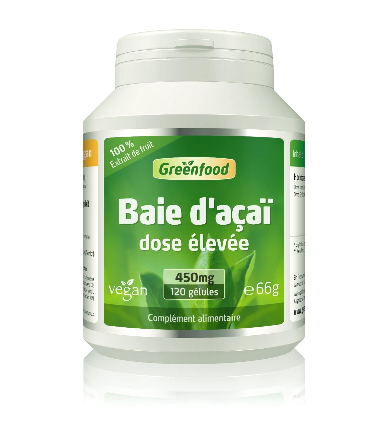 Greenfood Acai Berry 450 mg Extract (30:1) 120 Softgels - No Artificial Additives No Genetic Engineering. Vegan - Buy Online on GoSupps.com