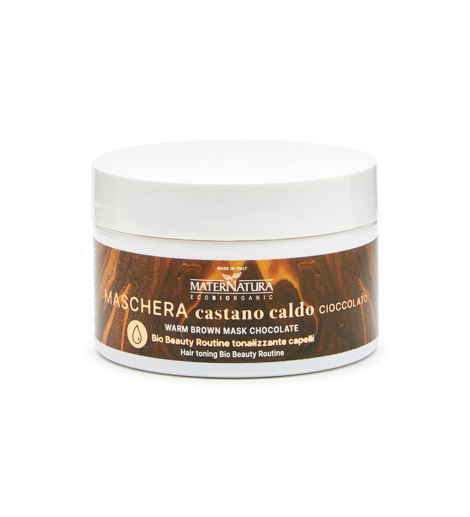 Maternatura Warm Chocolate Brown Mask Toning Mask Ideal for Golden and Hazelnut Shades Moisturizing Organic Beauty Routine for Warm Brown Hair Made in Italy - 200 ml - Buy Online on GoSupps.com