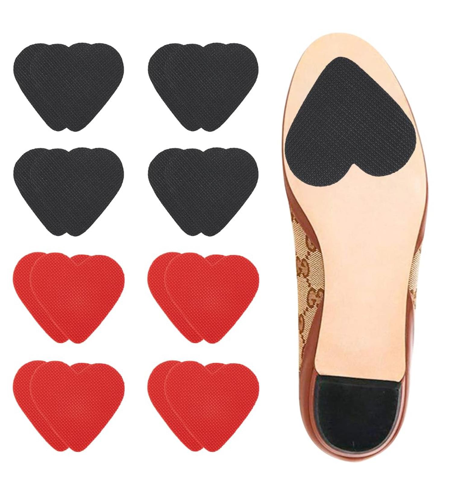 GORGECRAFT Anti-Slip Shoe Grip Stickers 8 Pairs Red Black Heart Shape Sole Protectors for High Heels | Non-Slip Rubber Bottom for Men & Women - Buy Online on GoSupps.com