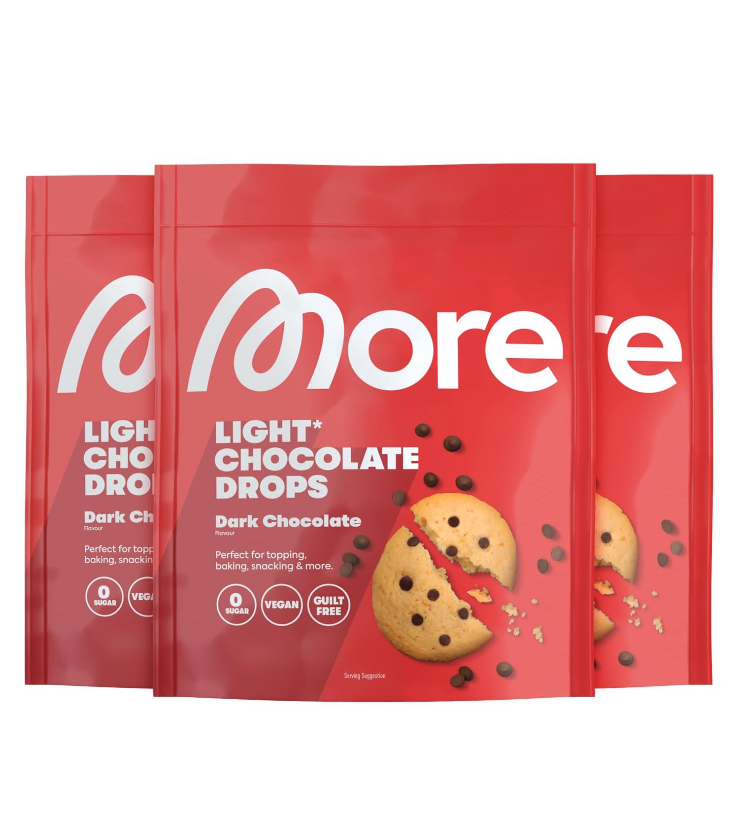 More Light Chocolate Drops - Daring Bitter 3x250g | Low Sugar Chocolate Sprinkles for Baking & Snacking - Buy Online on GoSupps.com