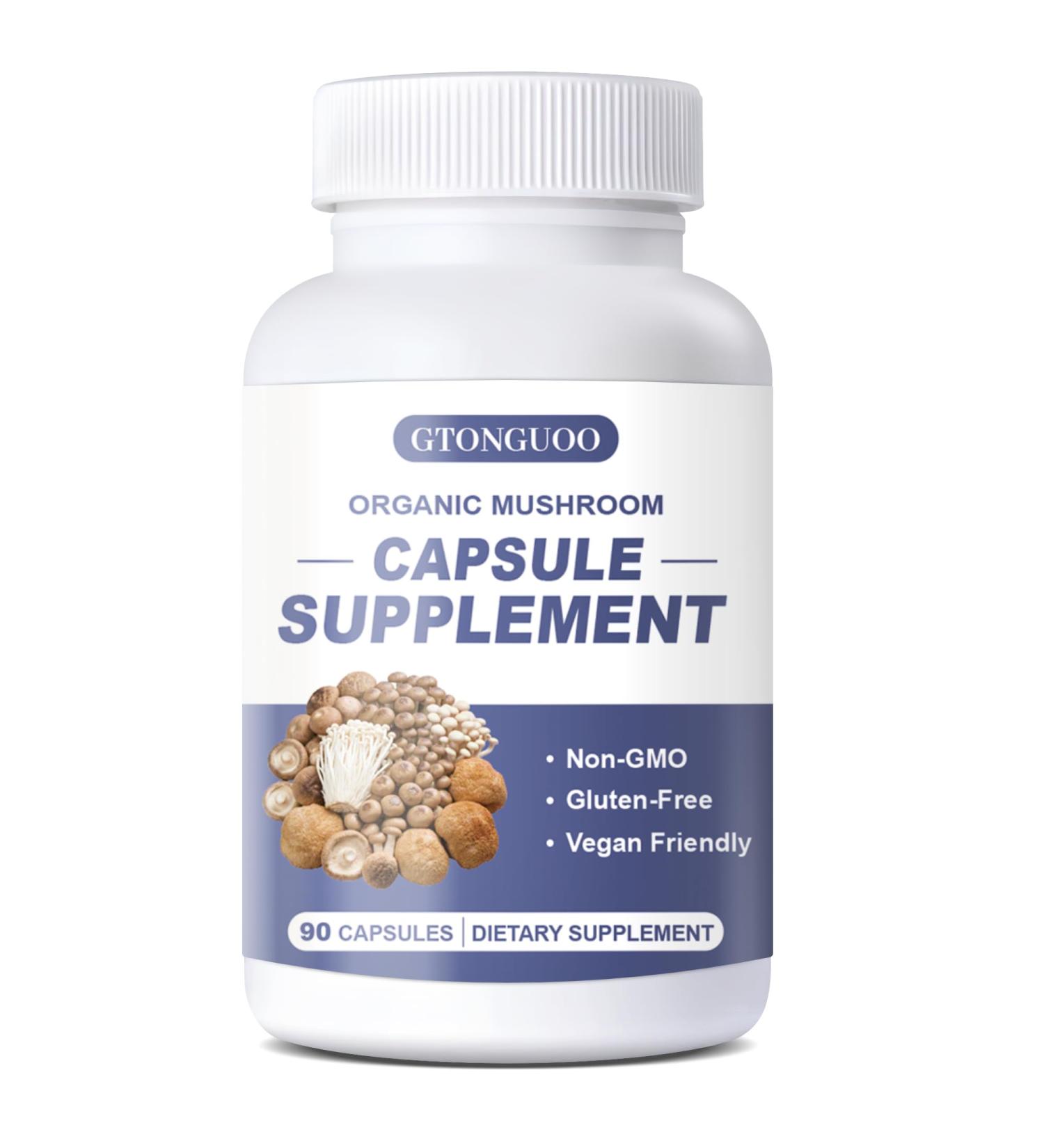 GTONGUOO Mushroom Supplement 7 Complex for Immune & Wellness Support Non-GMO Vegan 90 Capsules - Buy Online on GoSupps.com