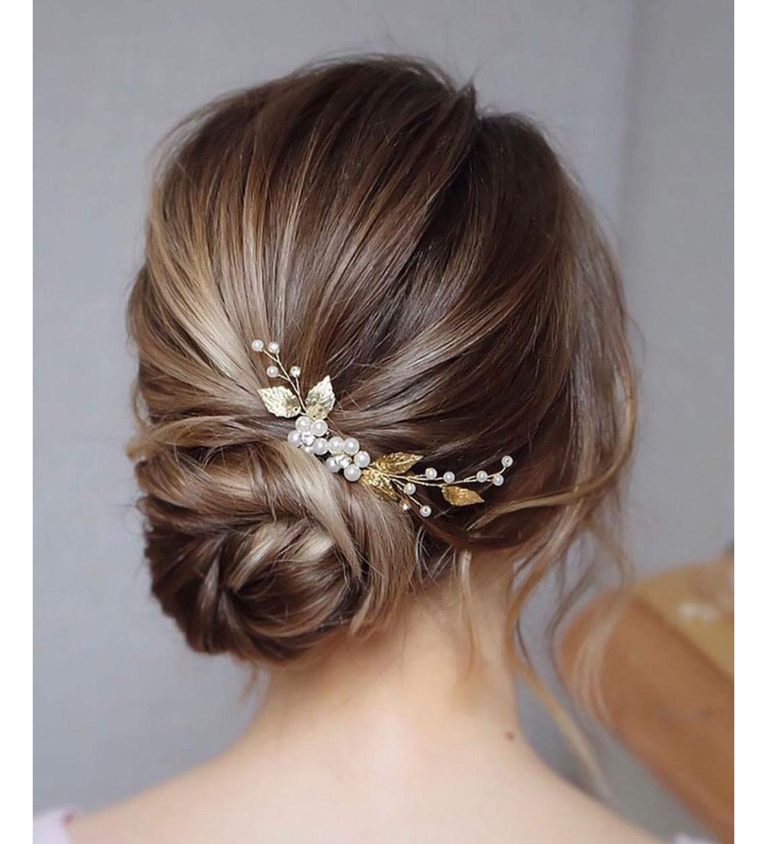 Unicra Gold Hair Accessories - Wedding Hairpins with Crystals Pearls & Leaves | 3-Piece Set for Women & Girls - Buy Online on GoSupps.com