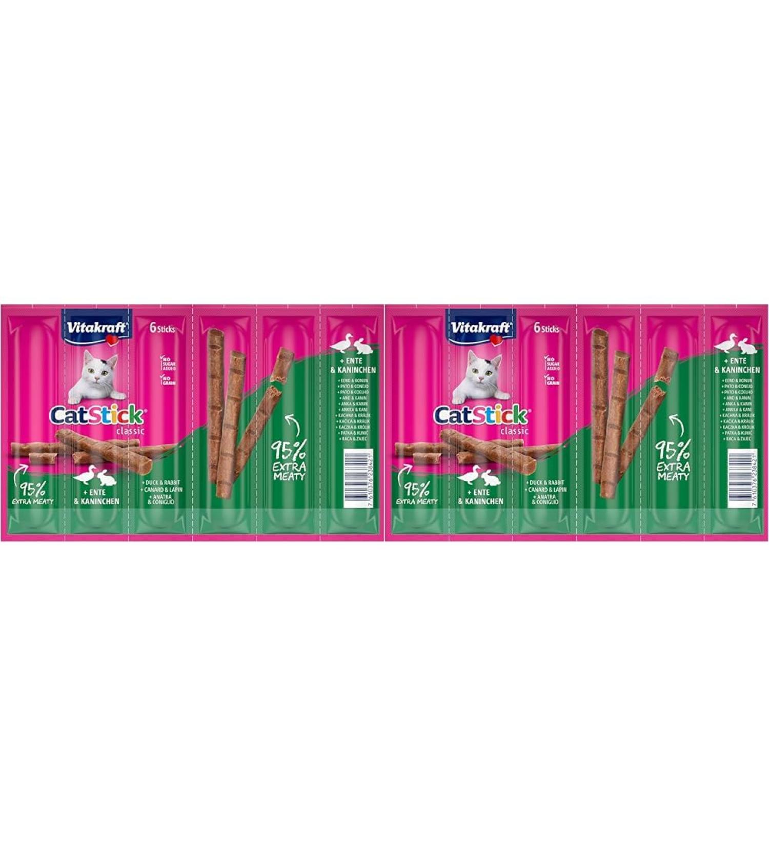 Vita Power Cat Stick Classic - Meaty Duck & Rabbit Snacks for Cats | 12 Mini Sticks (2 Packs of 6) - International Shipping Available - Buy Online on GoSupps.com