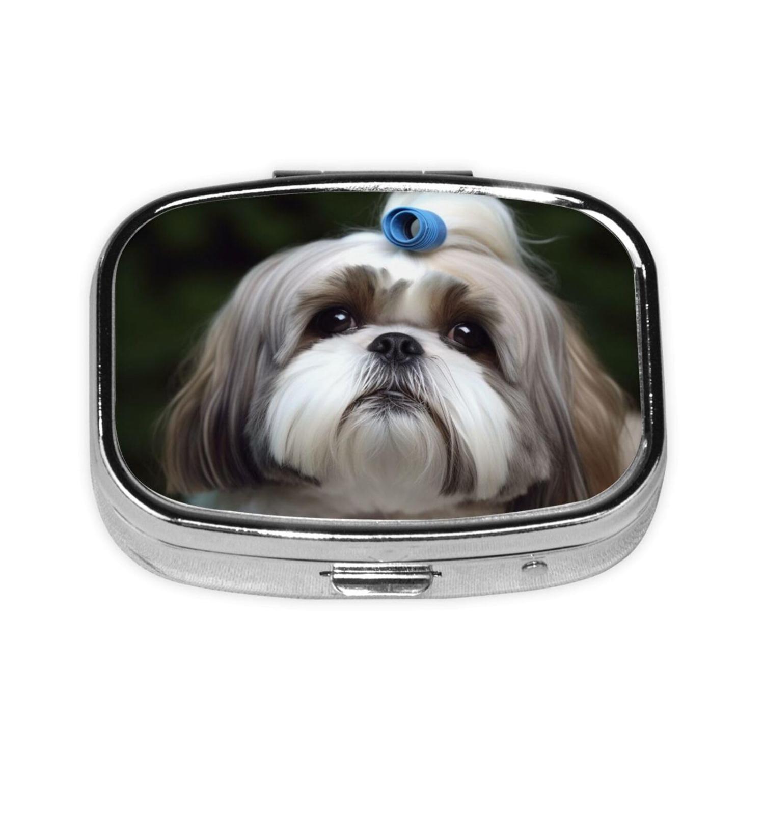 Shih Tzu Dog Pill Case - Cute 2 Compartment Travel Organizer & Purse Gift - Buy Online on GoSupps.com