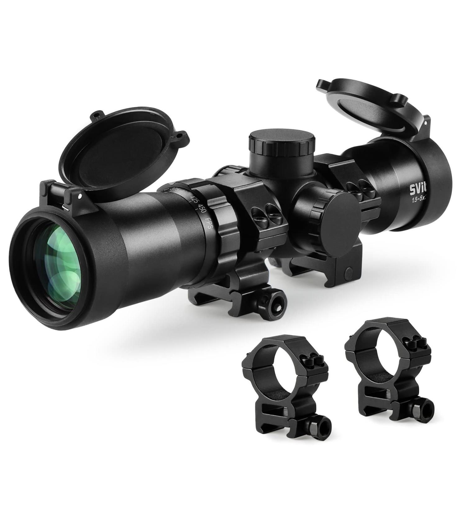 High Definition Crossbow Scope 300-450FPS (1.5-5x32) | Red/Green Glass Reticle | 20-100 Yards | Free 20mm Mounts - Buy Online on GoSupps.com