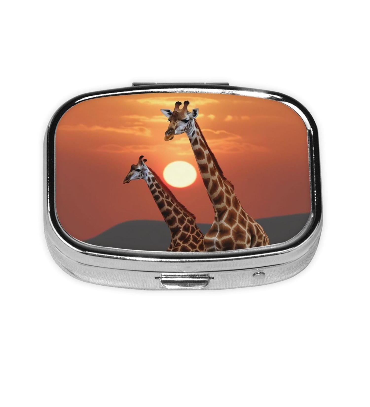 Giraffe at Sunset Pill Box | Portable Travel Medicine Organizer | Square Design for Easy Use - Buy Online on GoSupps.com