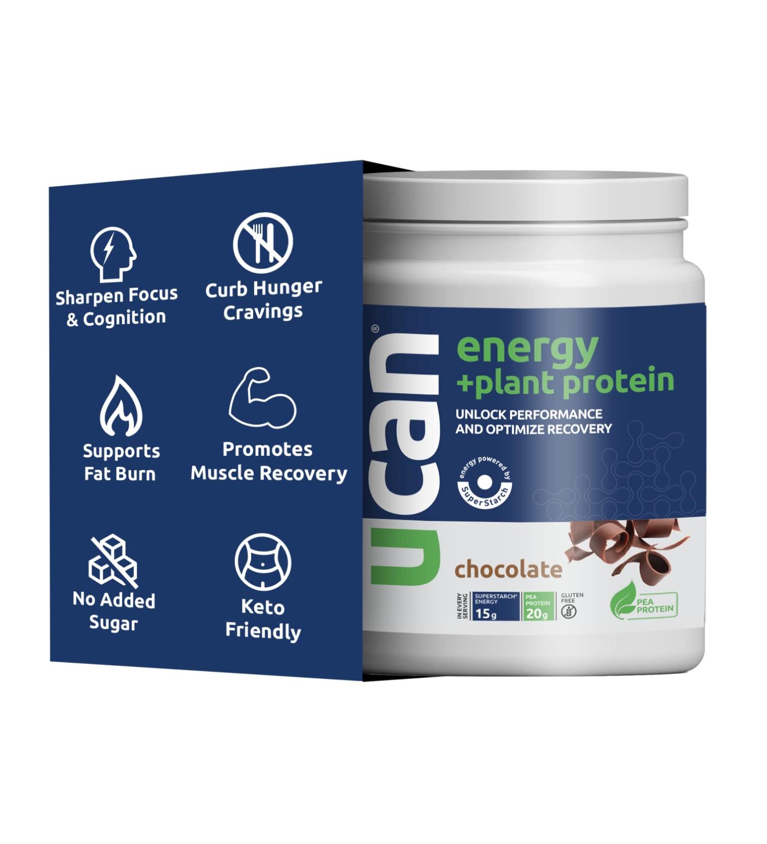 UCAN Chocolate Plant Protein Powder - 20g Pea Protein for Energy Boost - Vegan & Keto-Friendly - Gluten-Free & No Added Sugar - 12 Servings - Buy Online on GoSupps.com