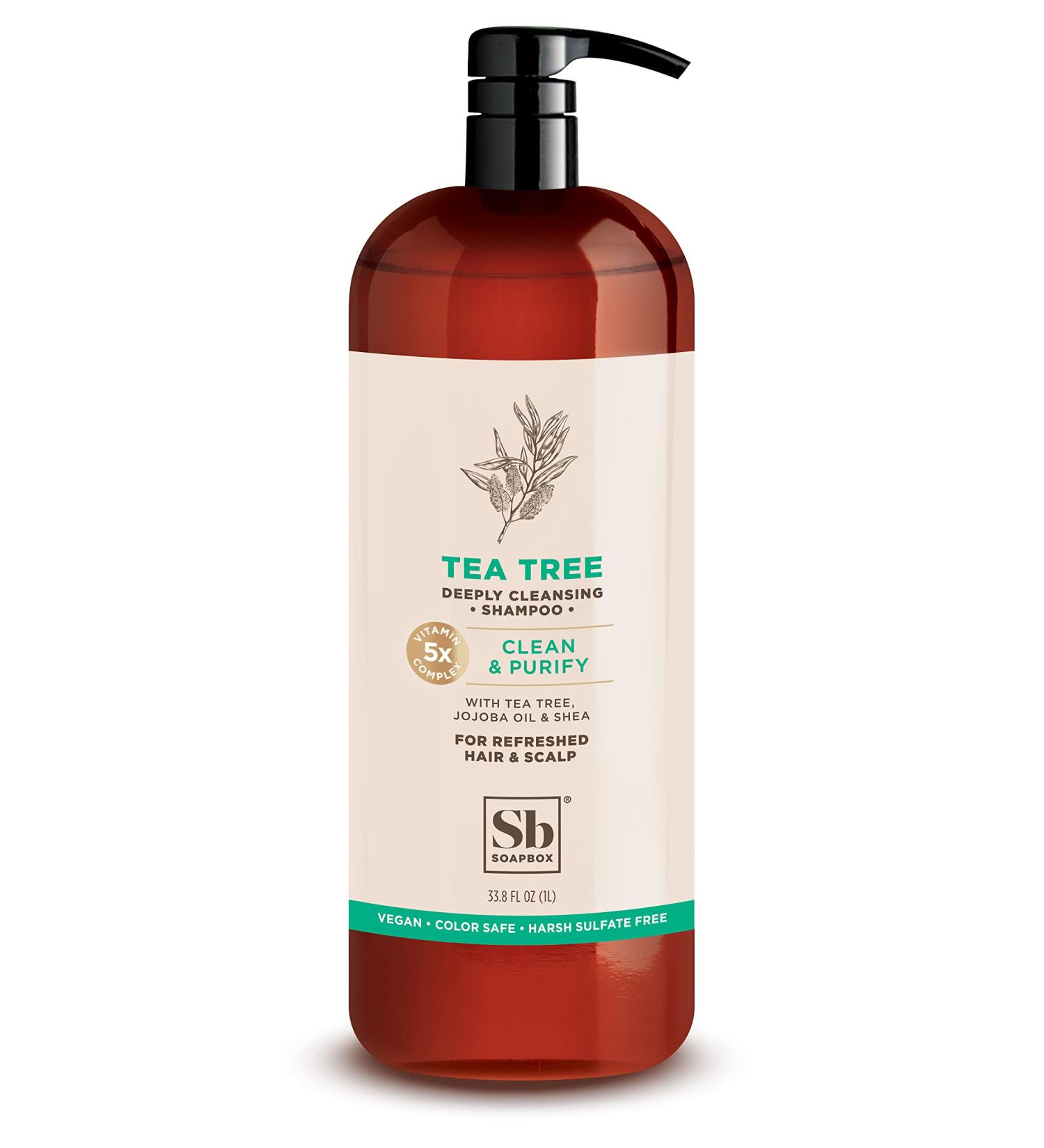 Soapbox Tea Tree Shampoo - Sulfate, Paraben, and Silicone Free, Color Safe, Vegan Hair Shampoo - 33.8 oz - Buy Online on GoSupps.com