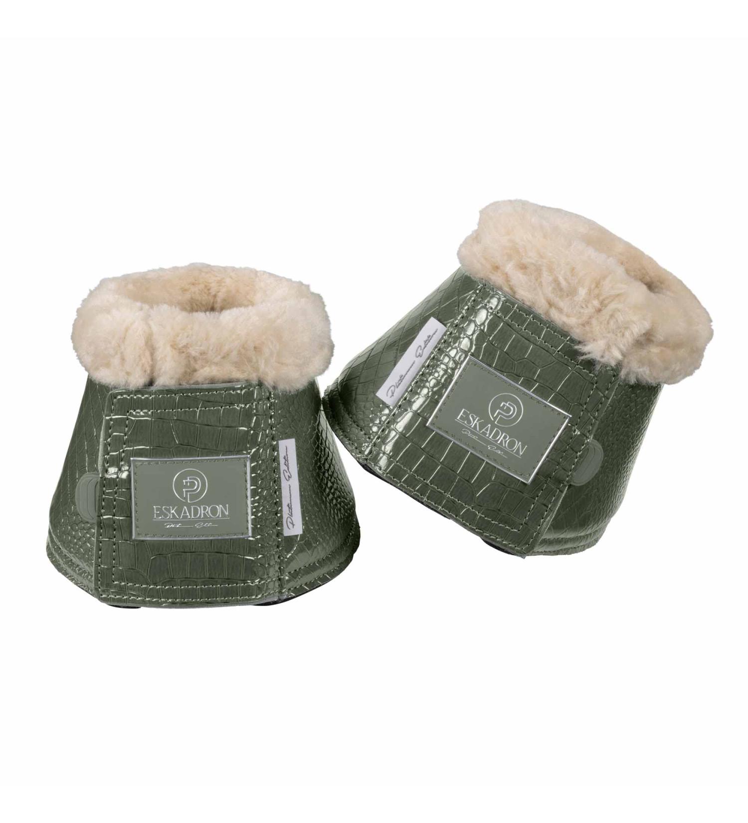 Eskadron Platinum Hufglocken Sprungglocken Croco FAUXFUR 1 Paar ashgreen XXL