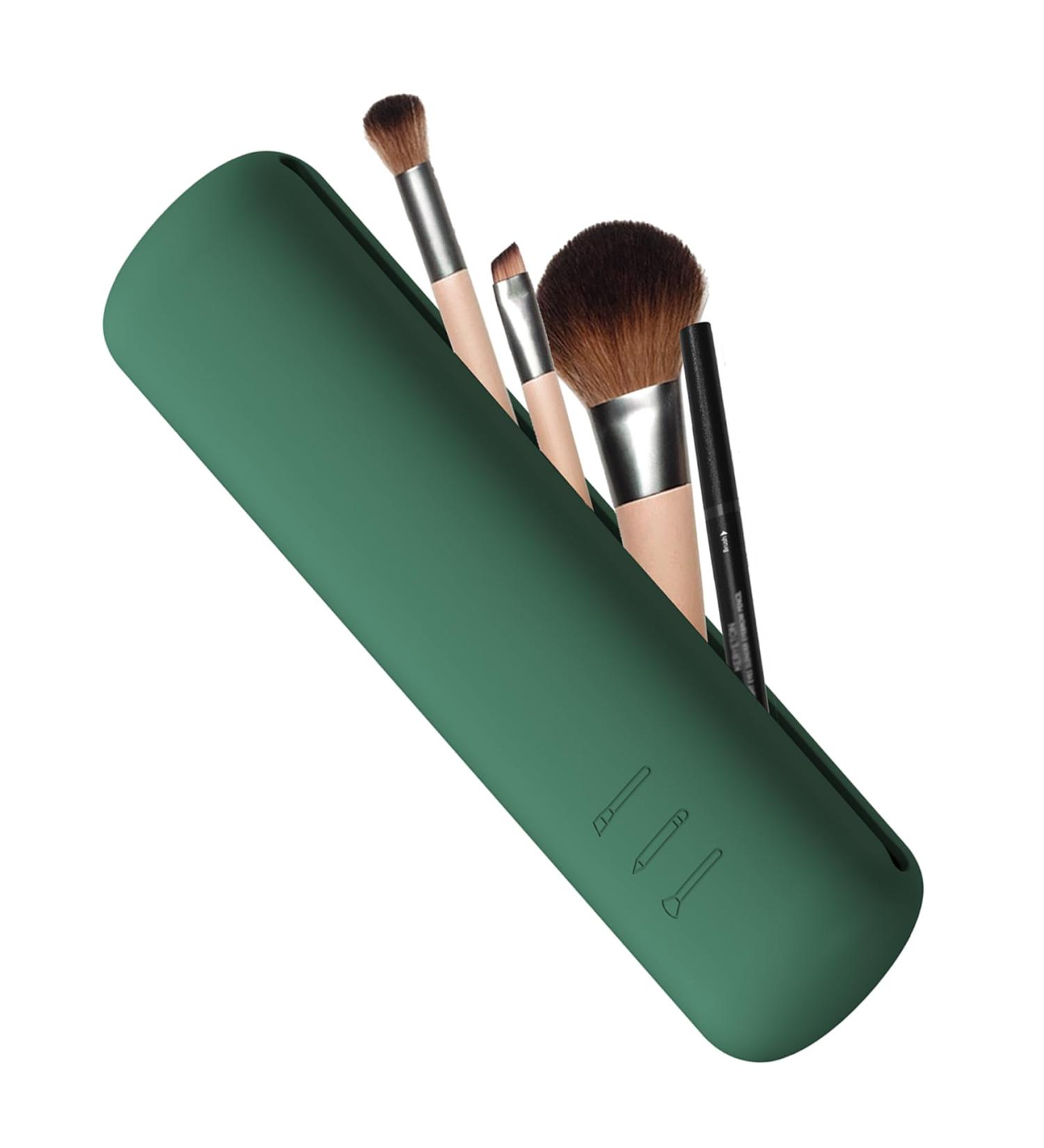 Fvion Travel Make-Up Brush Holder | Portable Silicone Cosmetics Organizer (Green) - Ideal for Travel - Buy Online on GoSupps.com
