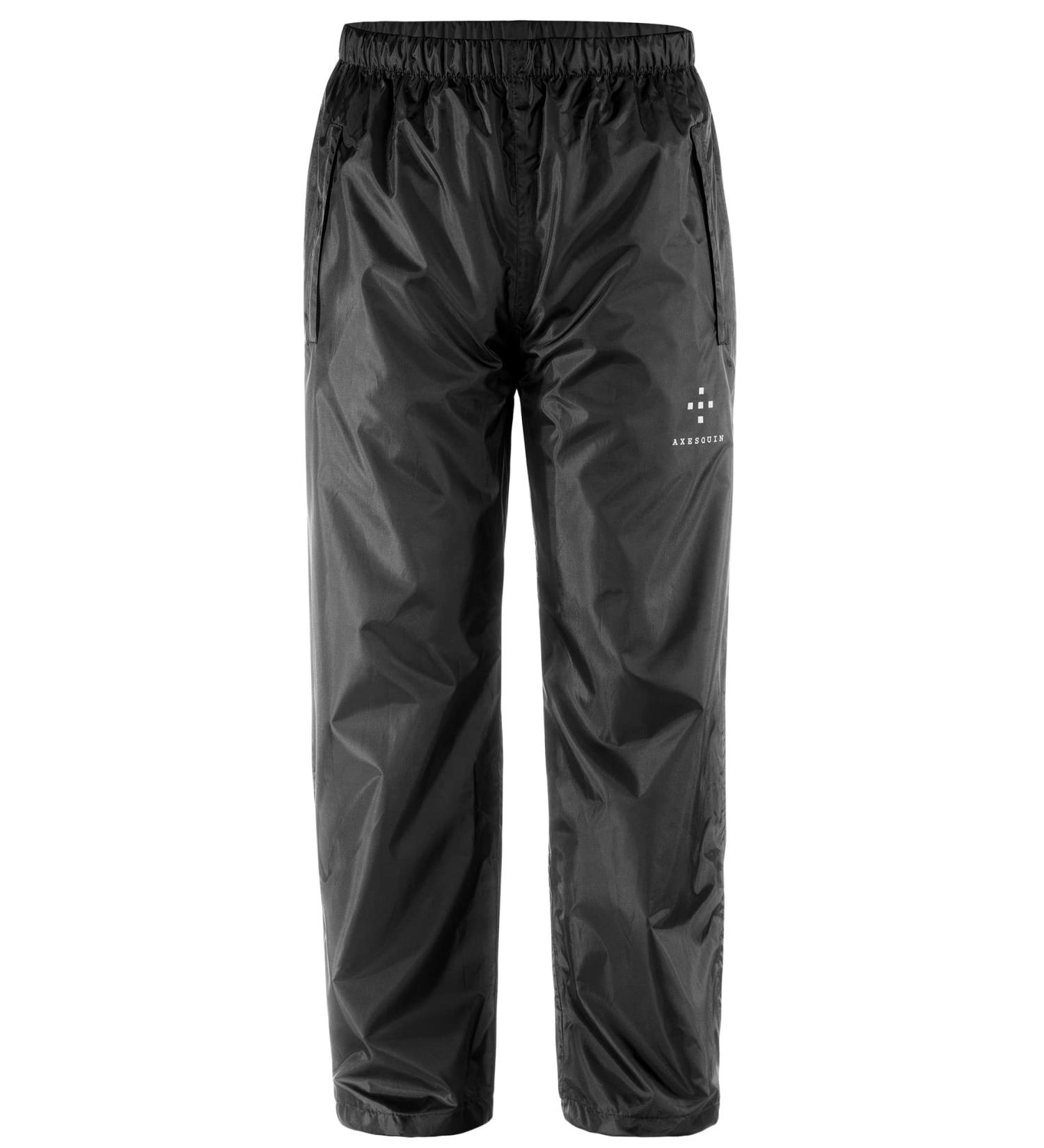 AXESQUIN Men's Waterproof Rain Pants - Lightweight, Packable & Windproof Outdoor Over Pants for Hiking & Fishing | Black, Large - Buy Online on GoSupps.com