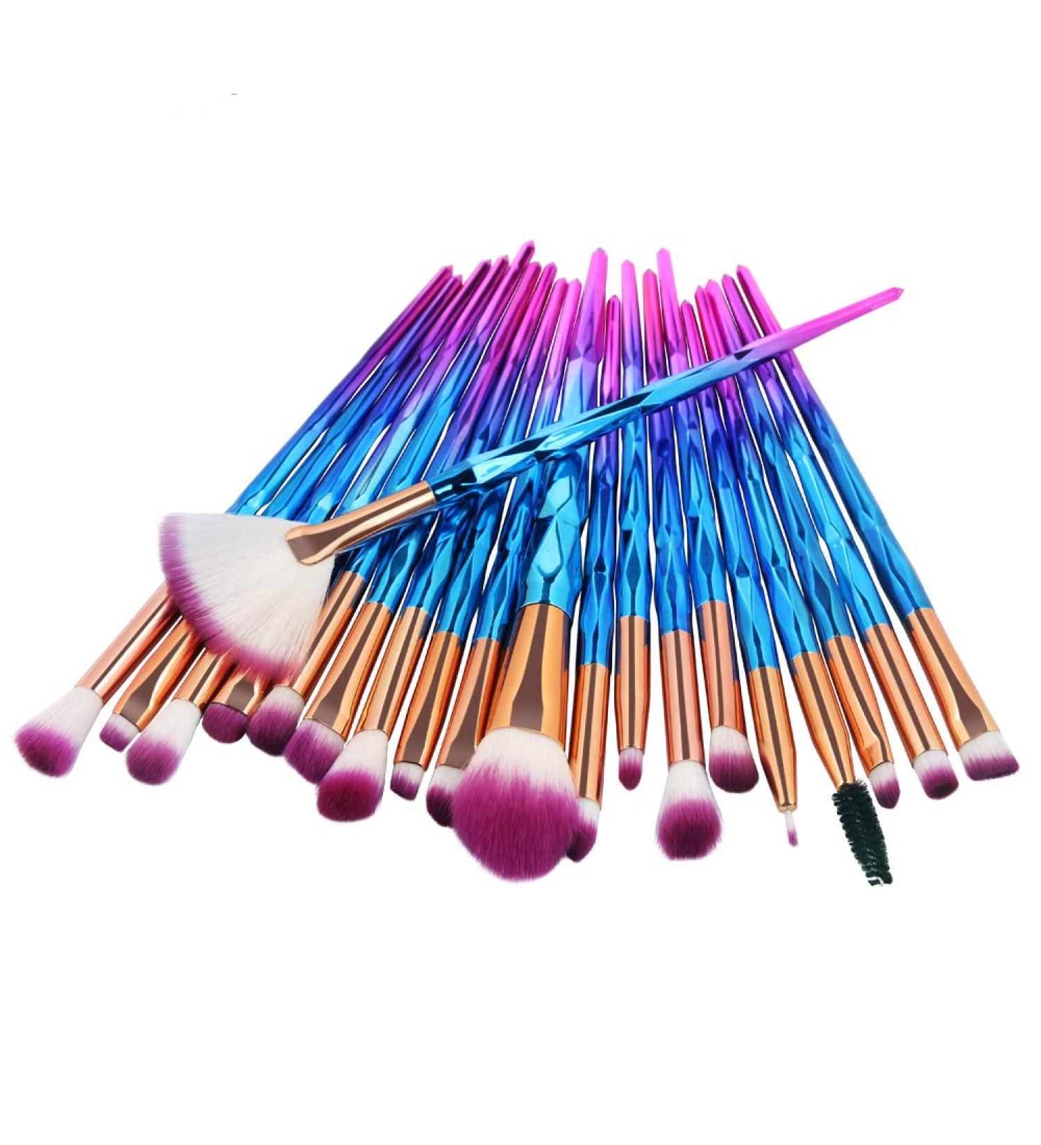 KOLIGHT Pack of 20pcs Cosmetic Eye Shadow Sponge Eyeliner Eyebrow Lip Nose Foundation Powder Makeup Brushes Sets (purple)