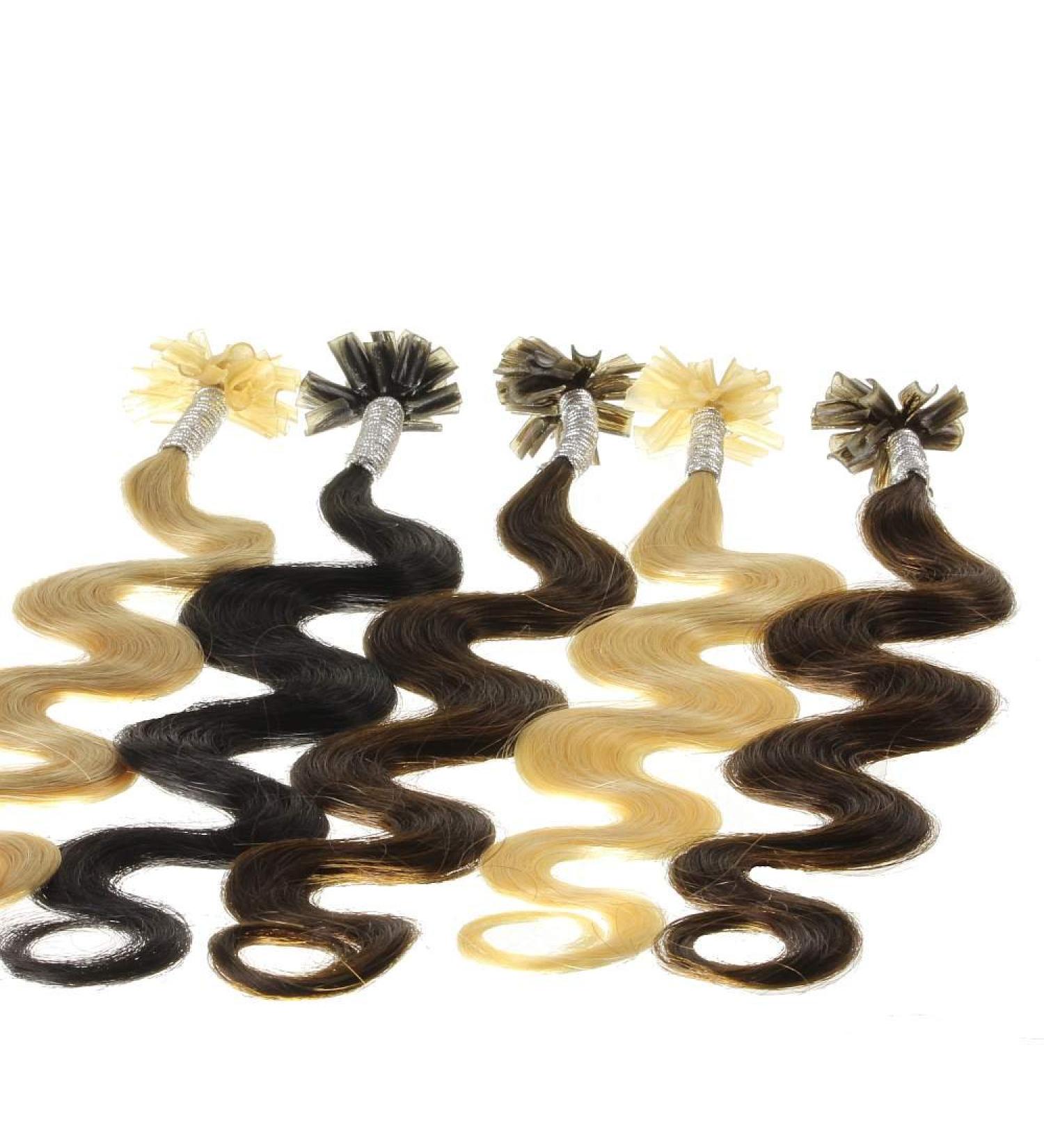 hair2heart 100 x 1g real hair microring loop extensions 60cm - straight - #14 dark blonde - loops hair extension