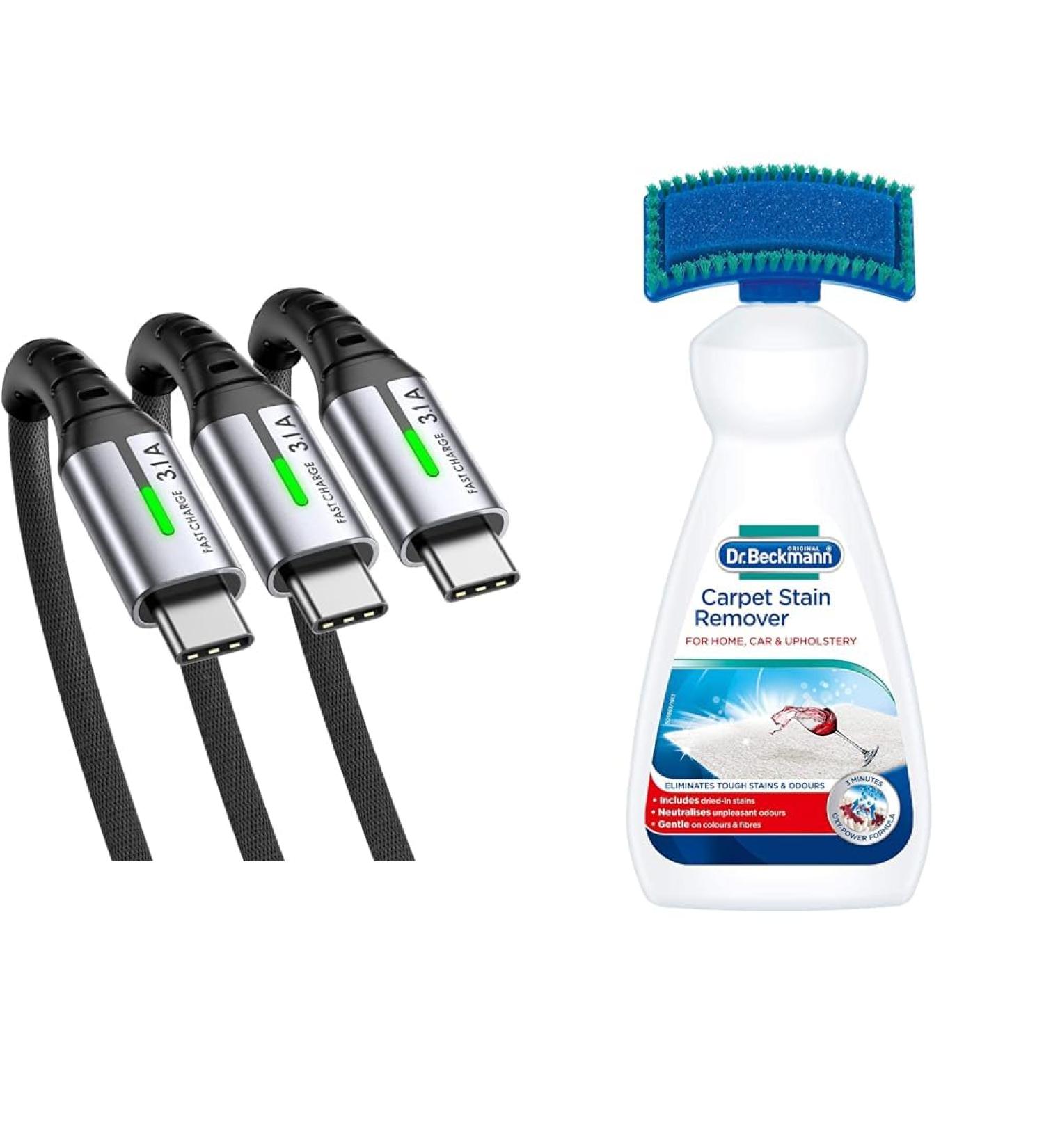 INIU USB C Charger Cable 3Pack(0.5+2+2m) USB A to USB C Cable 3.1A Fast Charging & Dr. Beckmann Carpet Stain Remover | Removes New and Dried-in Stains | Includes Applicator Brush - Buy Online on GoSupps.com