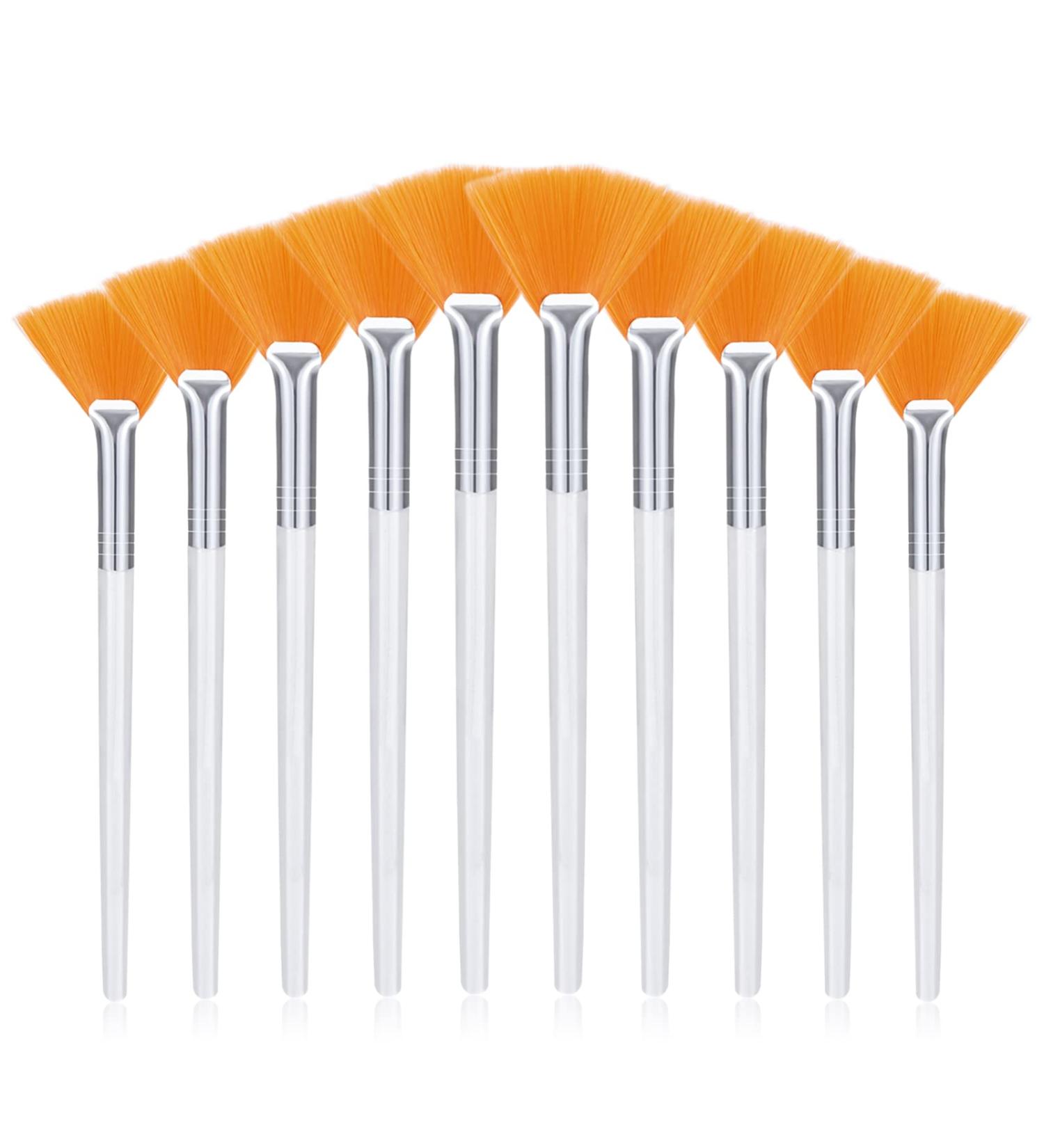 10 Pieces Mask Brushes Fan Shaped Brushes Soft Facial Applicator Brush Face Makeup Brush with Clear Plastic Handle for Mud Mask Cream - Buy Online on GoSupps.com