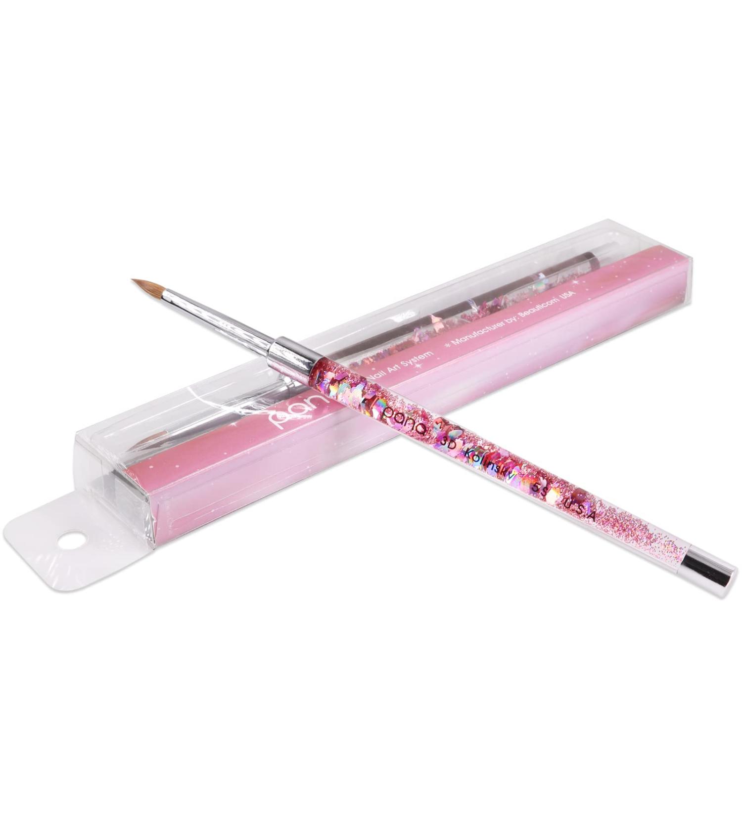 PANA 3D Kolinsky Nail Art Brush - Pink Glitter Handle | Size 5 | Acrylic Nail Sculpture Brush - Professional & Beginner Friendly - Buy Online on GoSupps.com