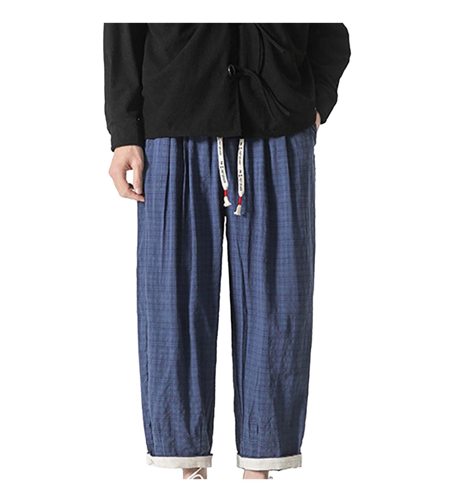 CEWIFO Comfortable Men's Business Pants - Light 3/4 Cargo Shorts Elastic Waist Casual Beach & Yoga Wear Cotton A2-Blau 5XL - Buy Online on GoSupps.com