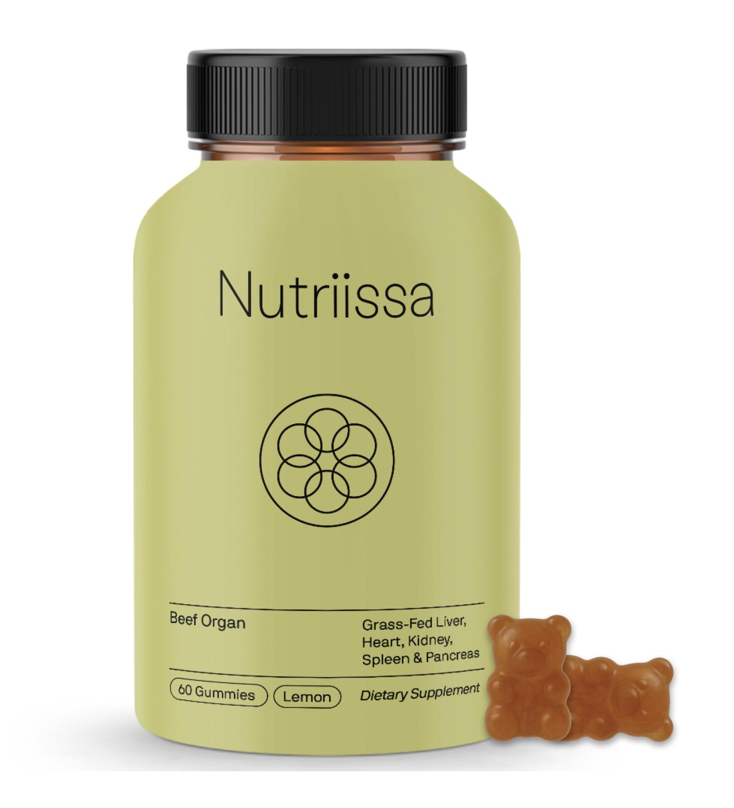 Nutriissa Beef Organ Gummies Grass-Fed Organ Blend for Nutrient-Rich Support Liver, Heart, Kidney, Pancreas & Spleen EPEB Certified 60 Lemon Flavored Gummies - Buy Online on GoSupps.com