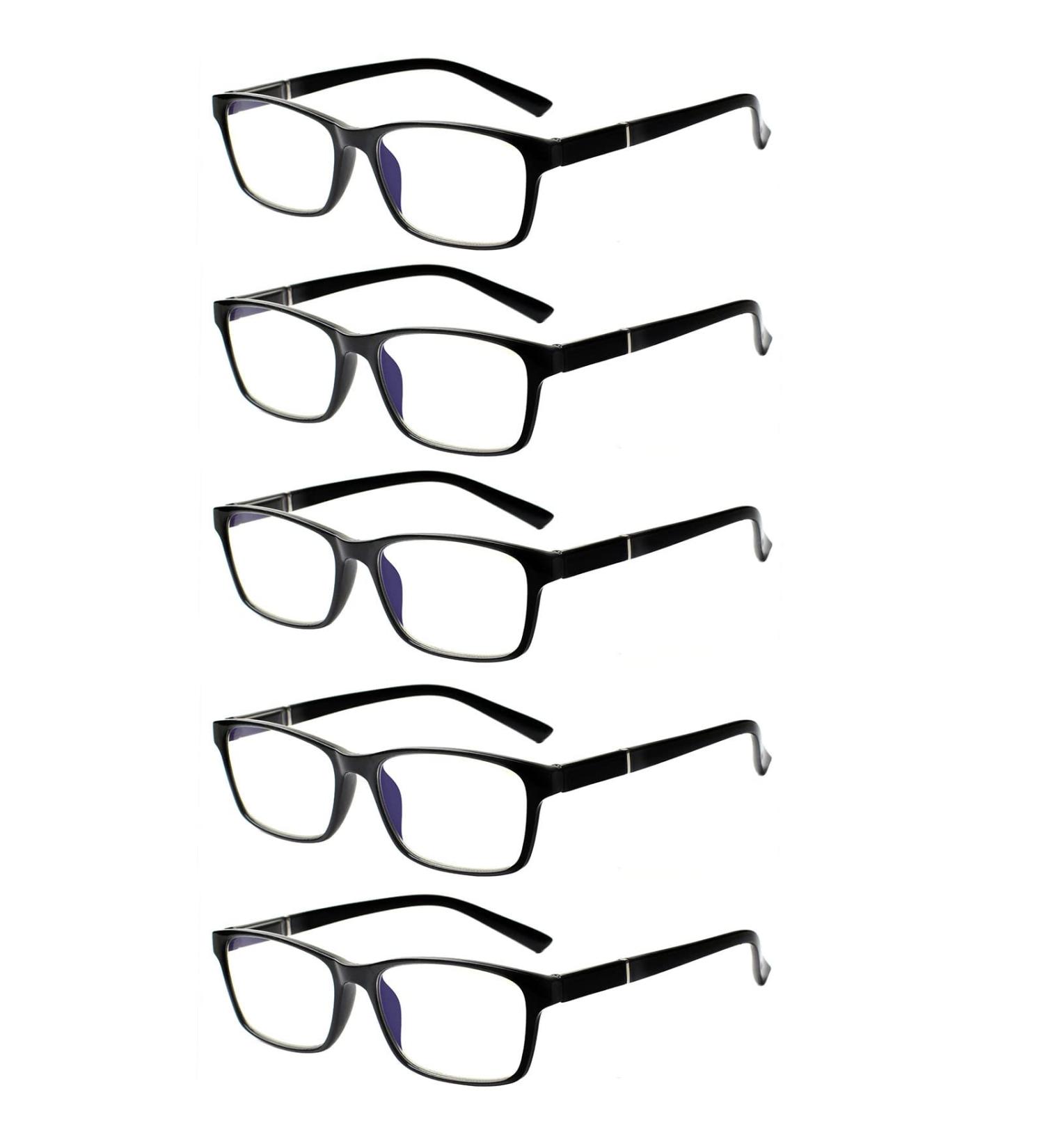 5 Pack Black 1.25x Blue Light Blocking Reading Glasses for Men and Women - Anti Eyestrain & Glare Computer Readers - Buy Online on GoSupps.com