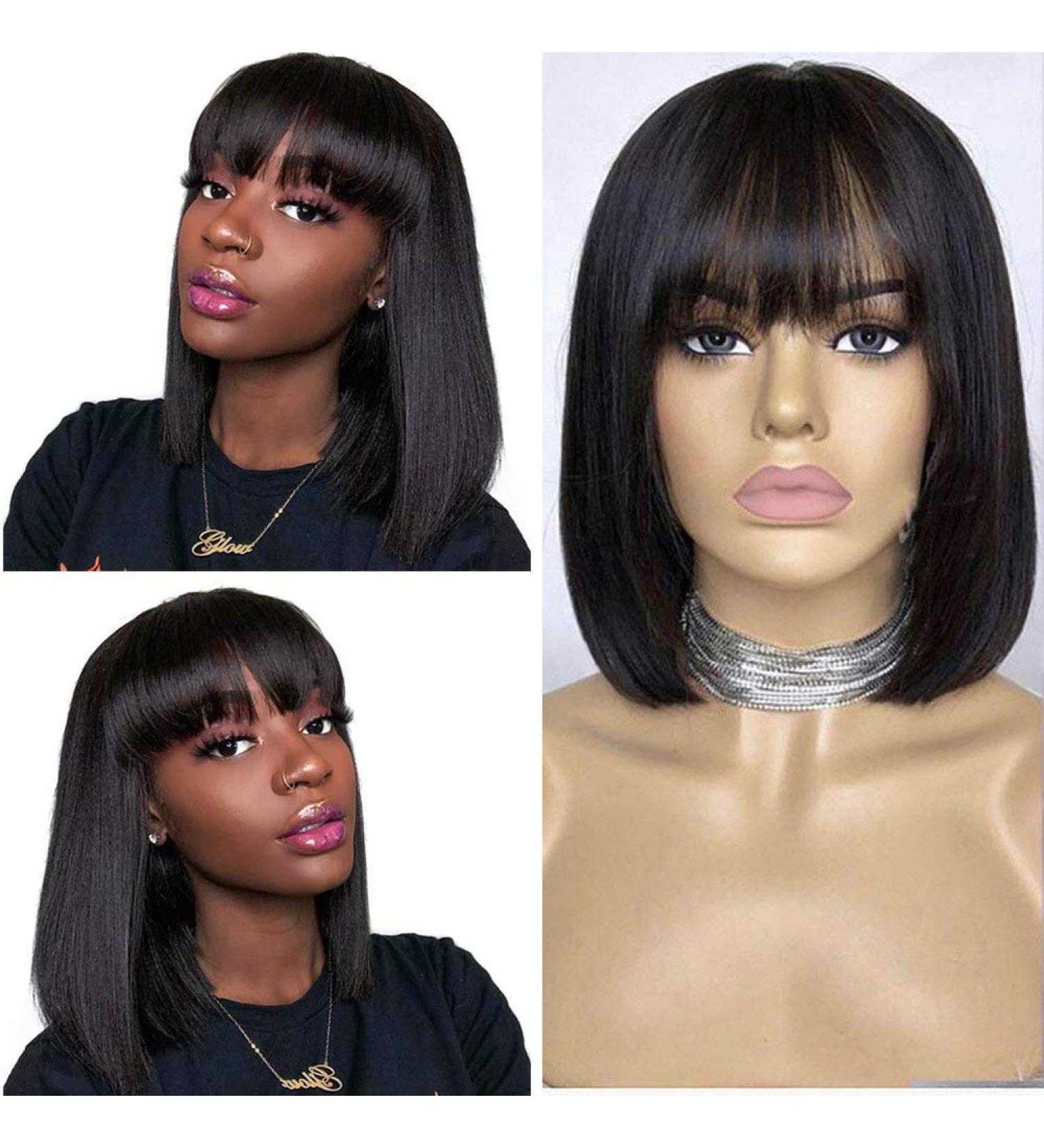 Buy Clarolair 10 Inch Straight Short Bob Wig - 150% Density No Lace Front Brazilian Human Hair - International Shipping Available - Buy Online on GoSupps.com