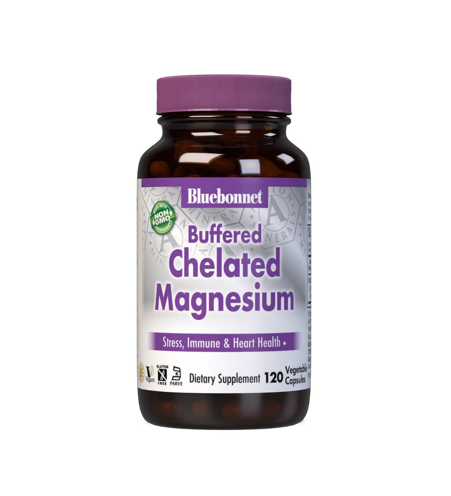 Bluebonnet Buffered Chelated Magnesium 120 Veggie Caps | Optimal Supplement for Relaxation - Buy Online on GoSupps.com