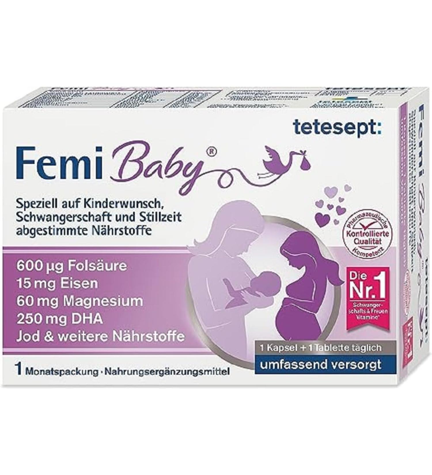 tetesept Femi Baby 16 Essential Nutrients for Fertility Pregnancy & Breastfeeding | Femi Mama Hair & Skin Care - Buy Online on GoSupps.com