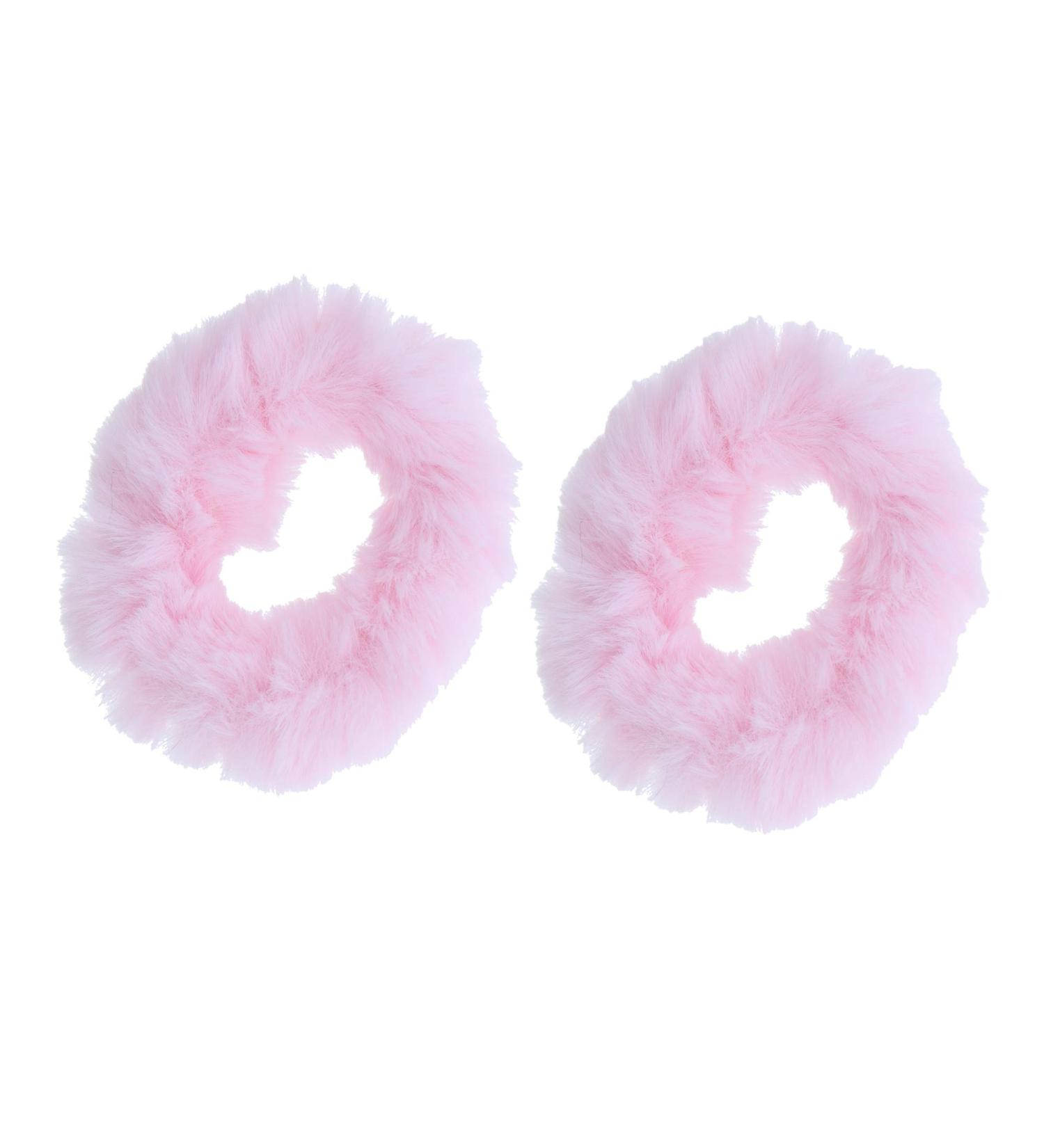 Furry Pony Holder Set - 2 Light Pink Fuzzy Fur Scrunchies - Buy Online on GoSupps.com