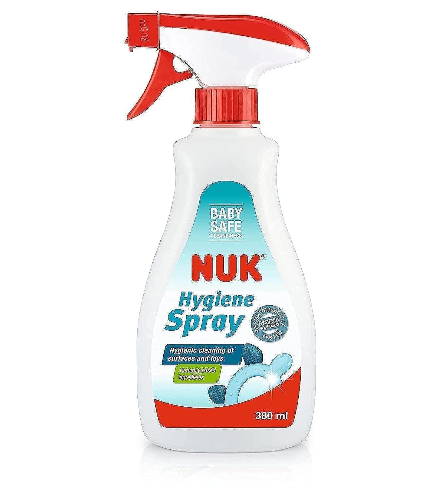 NUK Hygiene Spray | 380 ml | Anti Bacterial Spray Cleaner | Mild Baby-Safe Formula | Kills 99.9% of Germs & Bacteria Hygiene Spray Single
