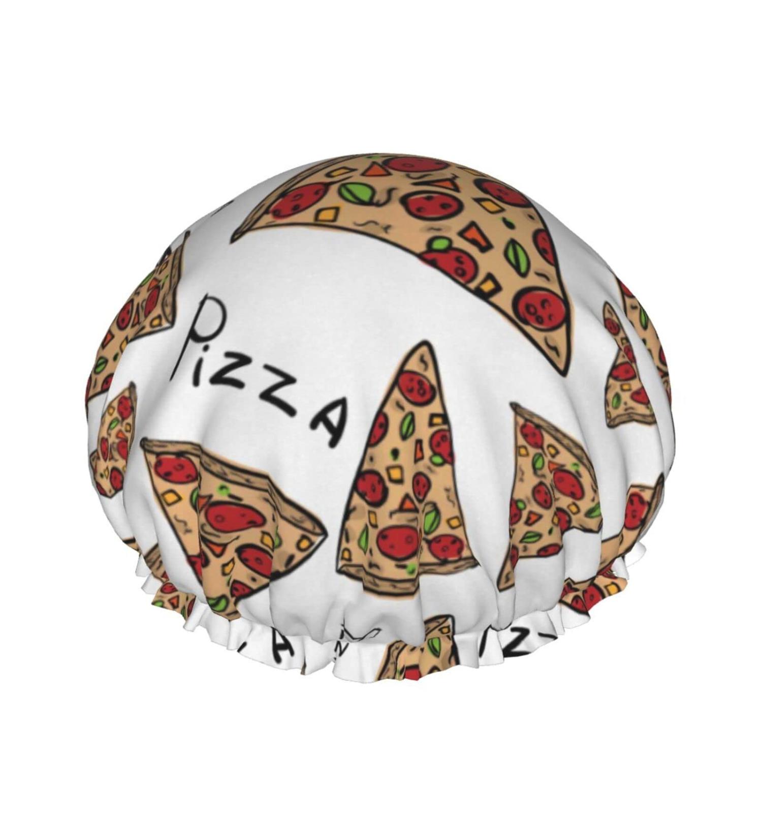 Pizza Pattern Shower Cap | Elastic & Reusable | Fits All Head Sizes | Waterproof & Quick Drying - Buy Online on GoSupps.com