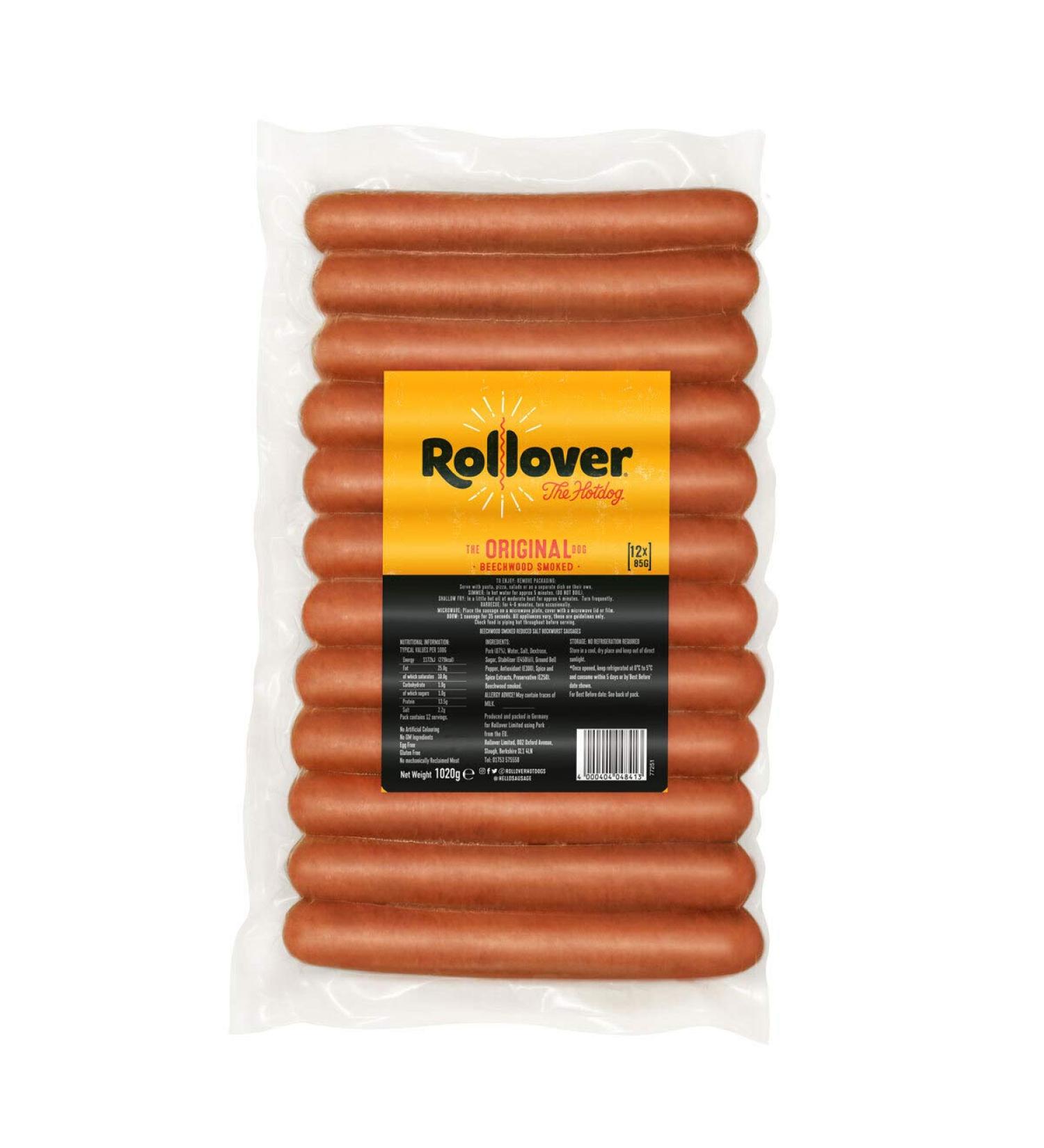 Rollover Hot Dog Original Beechwood Smoked 12 X 85G - Buy Online on GoSupps.com