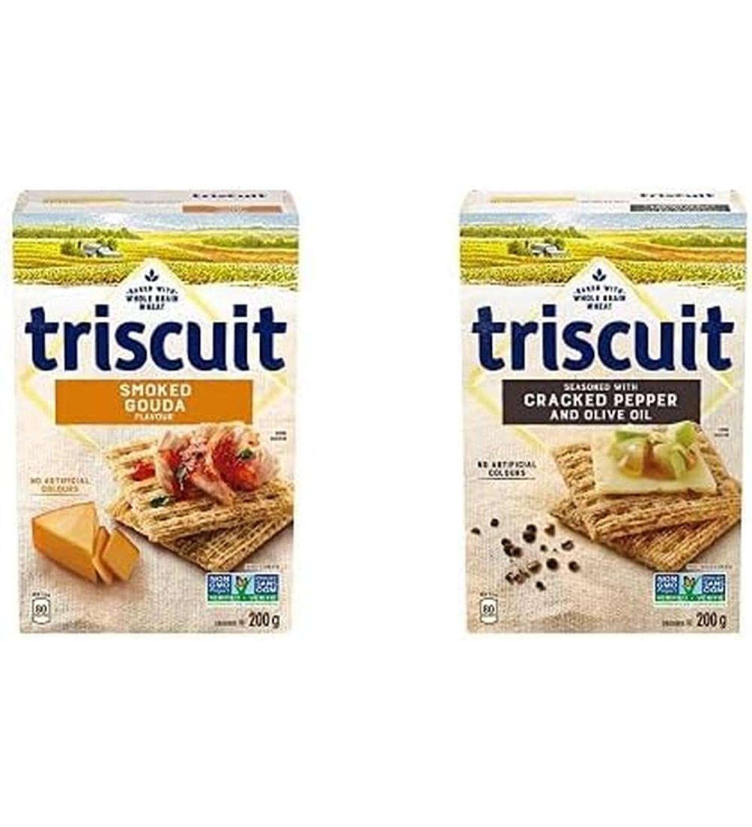 Triscuit Smoked Gouda 200g with Triscuit Cracked Pepper & Olive Oil Crackers 200 g